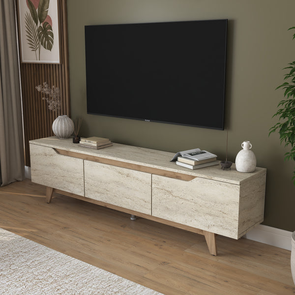 Rani AA168 Tv Ünitesi Modern Ayaklı Tv Sehpası Traverten - Sepet Ceviz