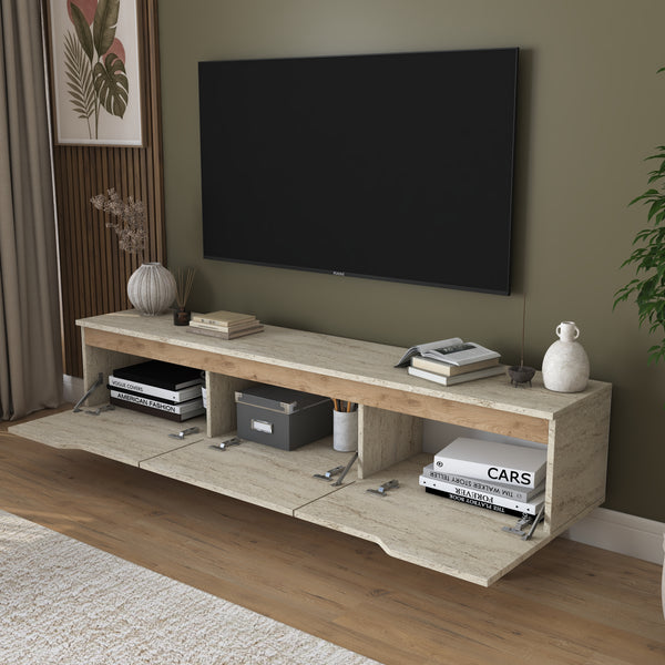 Rani AA168 Tv Ünitesi Modern Ayaklı Tv Sehpası Traverten - Sepet Ceviz