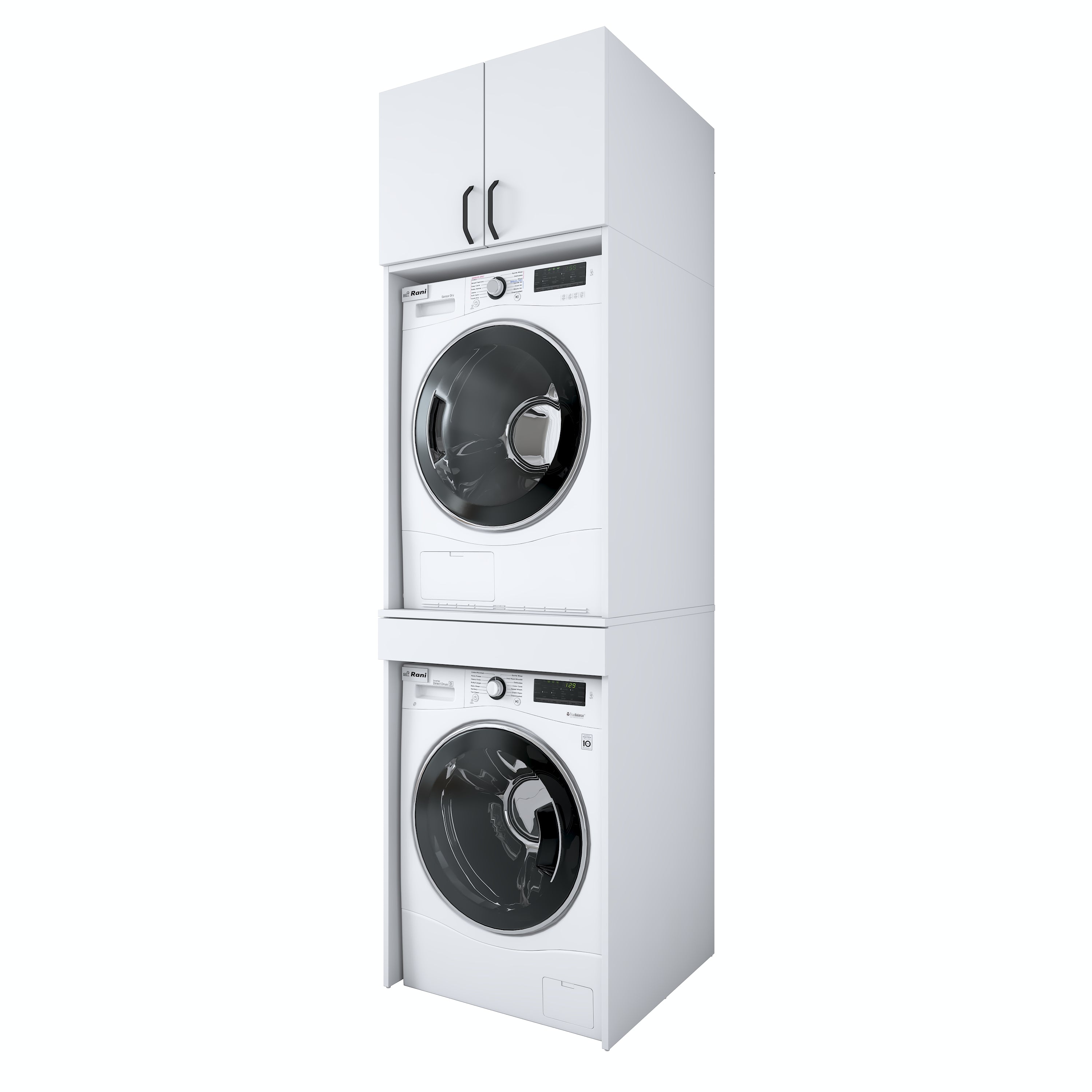 Rani KD116 Çamaşır Ve Kurutma Makinesi Dolabı Çekmeceli Raflı Banyo Dolabı Beyaz