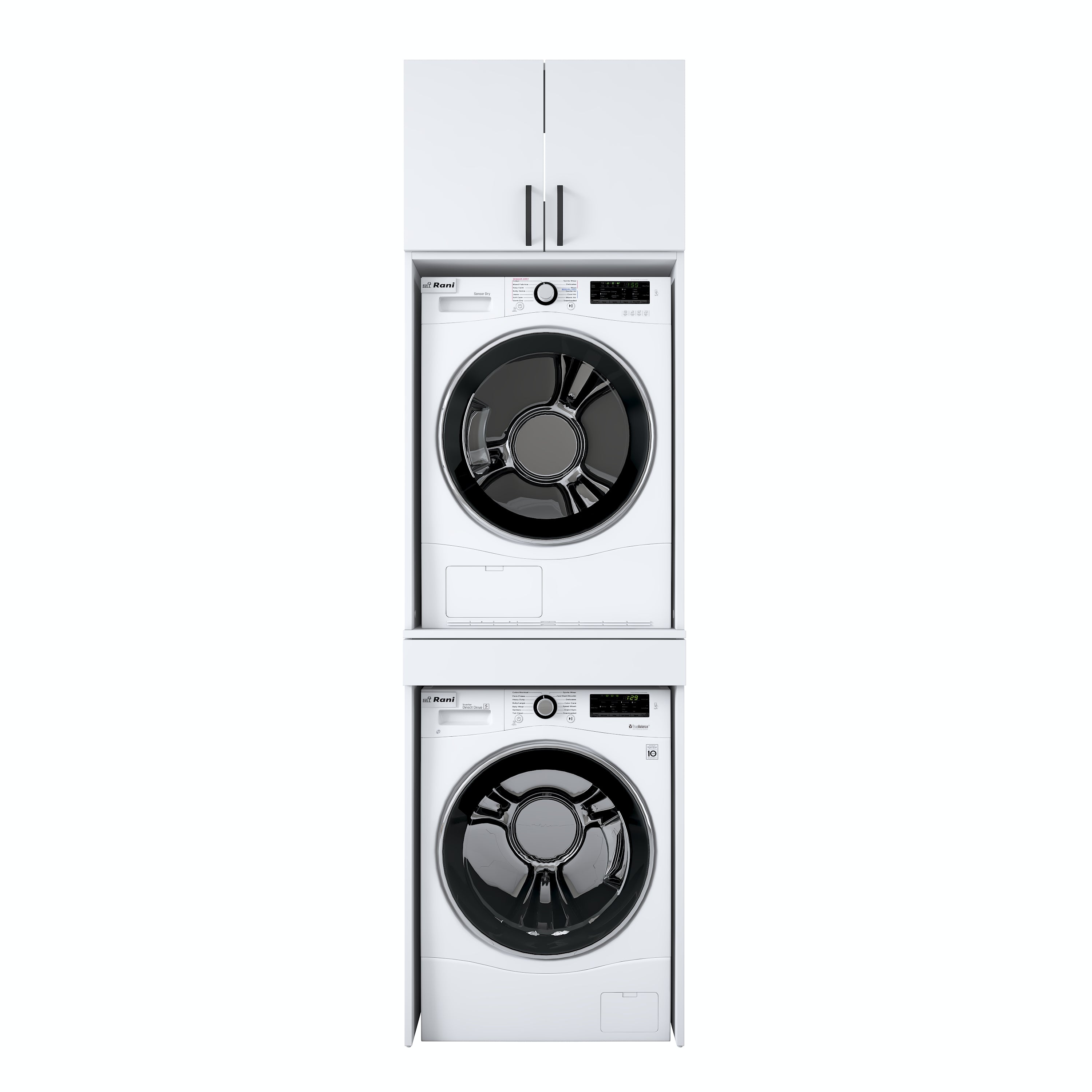 Rani KD116 Çamaşır Ve Kurutma Makinesi Dolabı Çekmeceli Raflı Banyo Dolabı Beyaz