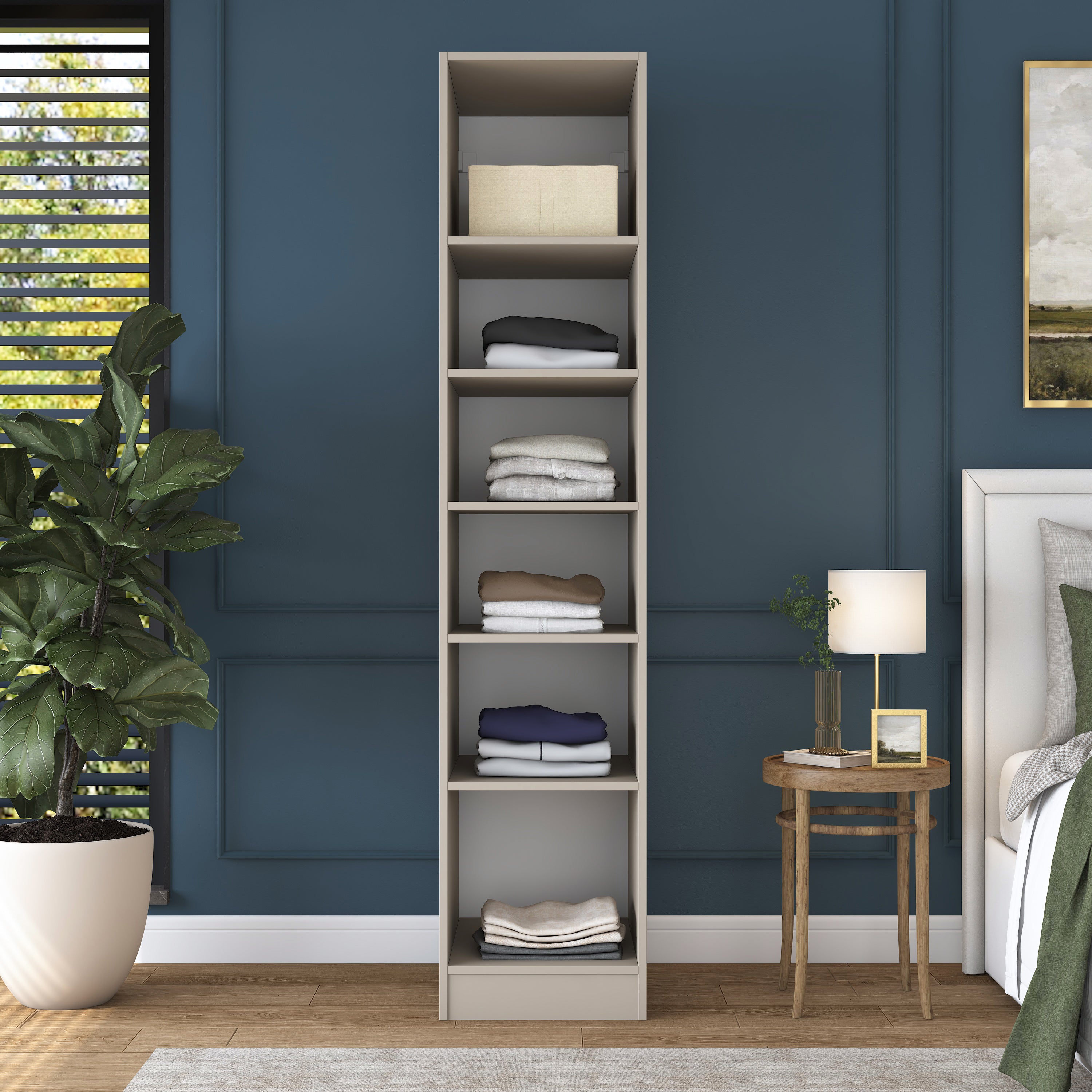 Rani BA251 Membran Kapaklı Gardırop Tek Kapaklı 5 Raflı Elbise Dolabı Kumtaşı