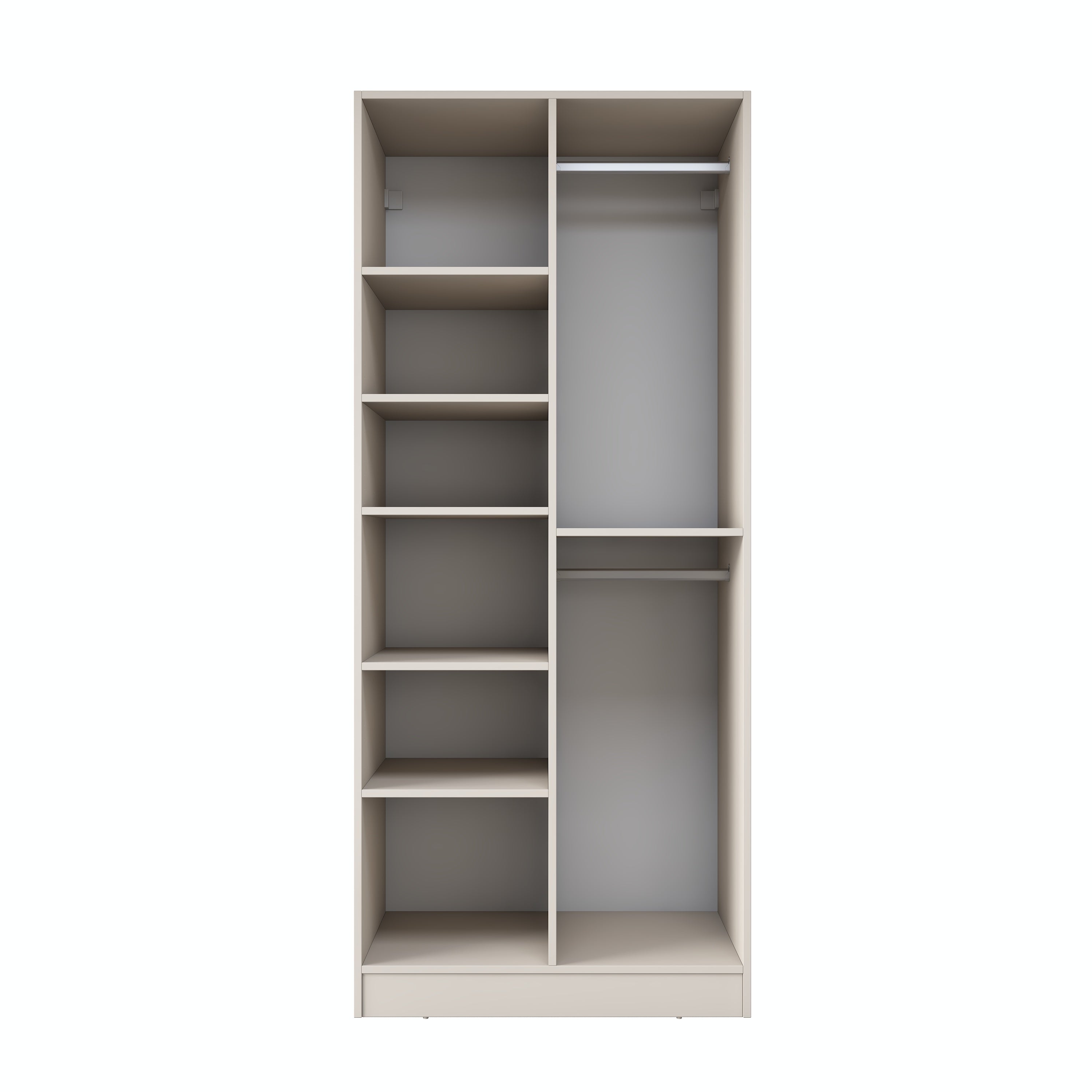 Rani BA241 Gardırop 2 Kapaklı 6 Raflı 2 Askılı Elbise Dolabı Kumtaşı