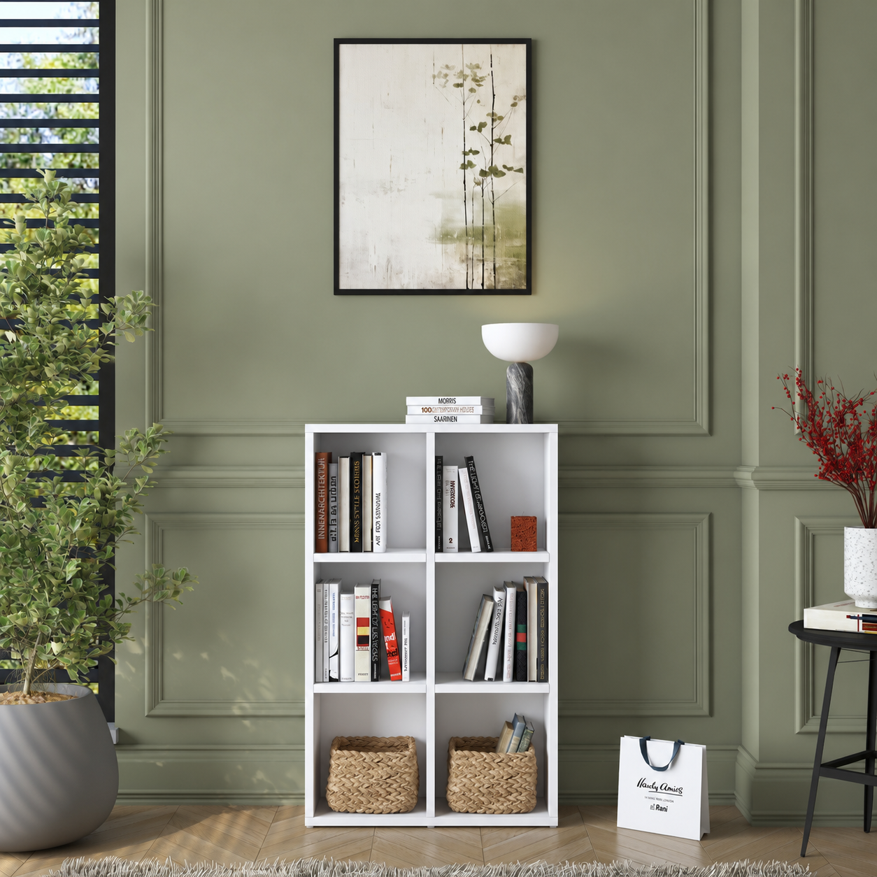 Rani HC120 Kitaplık 4 Raflı Çalışma Odası Kütüphane Modern Duvar Rafı Beyaz