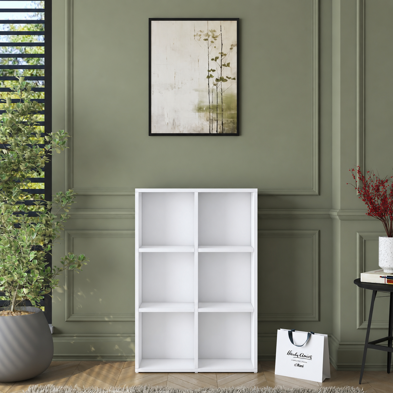 Rani HC120 Kitaplık 4 Raflı Çalışma Odası Kütüphane Modern Duvar Rafı Beyaz