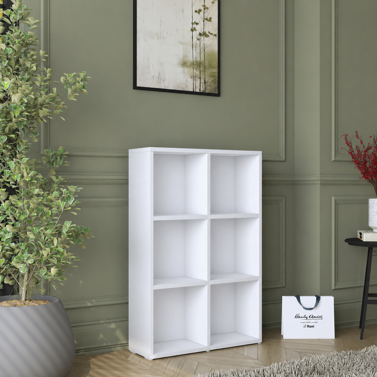 Rani HC120 Kitaplık 4 Raflı Çalışma Odası Kütüphane Modern Duvar Rafı Beyaz