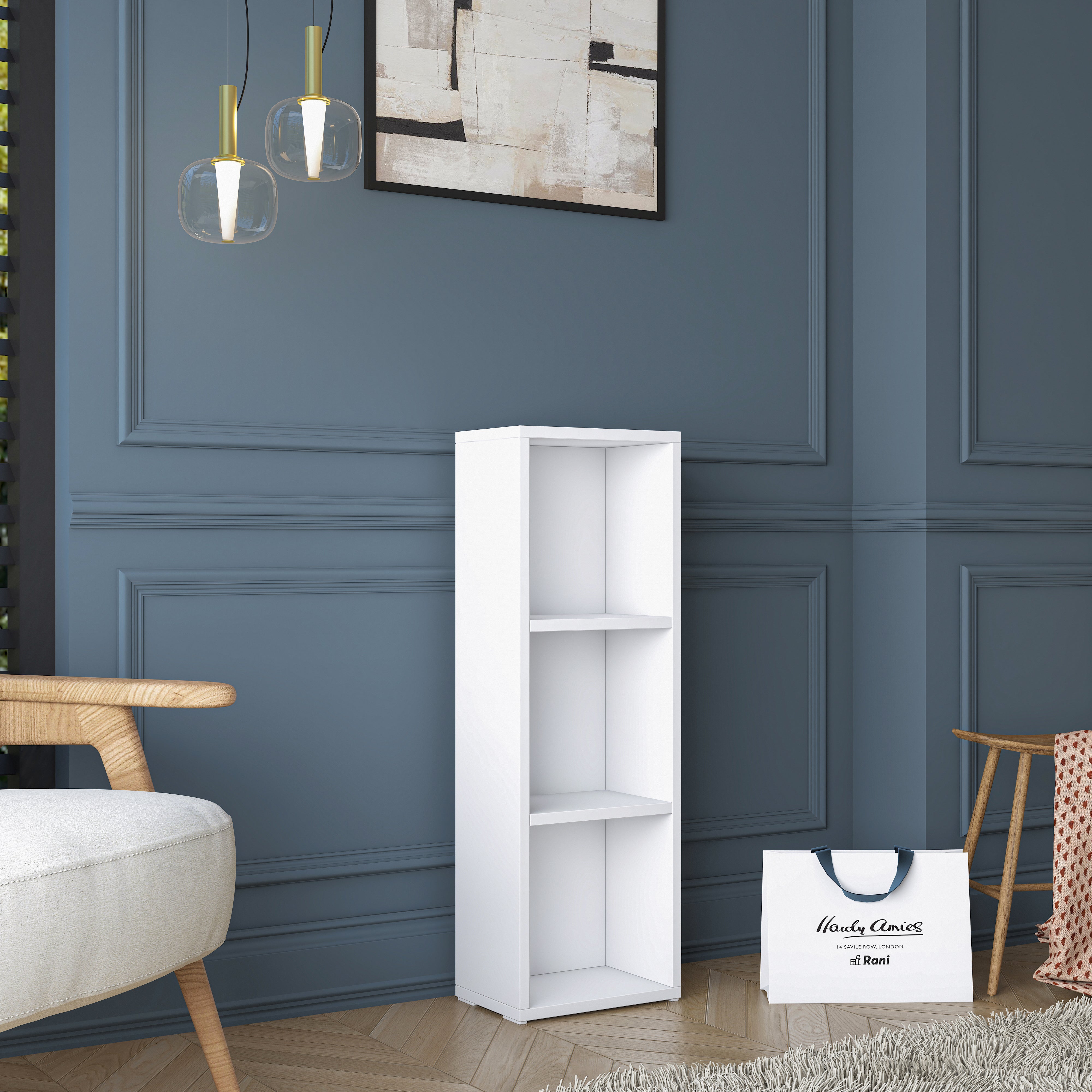 Rani HC119 Kitaplık 2 Raflı Çalışma Odası Kütüphane Modern Duvar Rafı Beyaz
