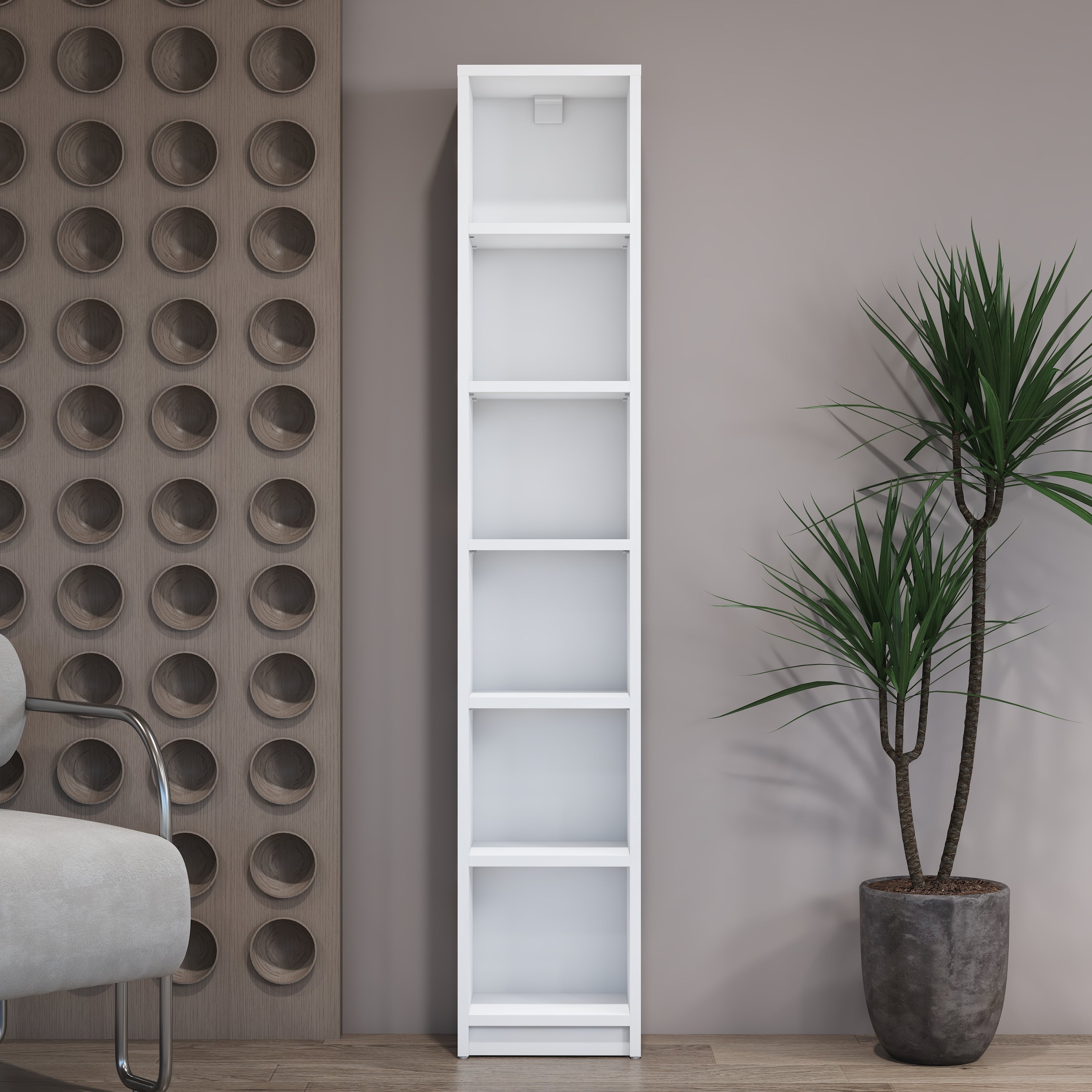 Rani HC125 Kitaplık 5 Raflı Çalışma Odası Kütüphane Modern Duvar Rafı Beyaz