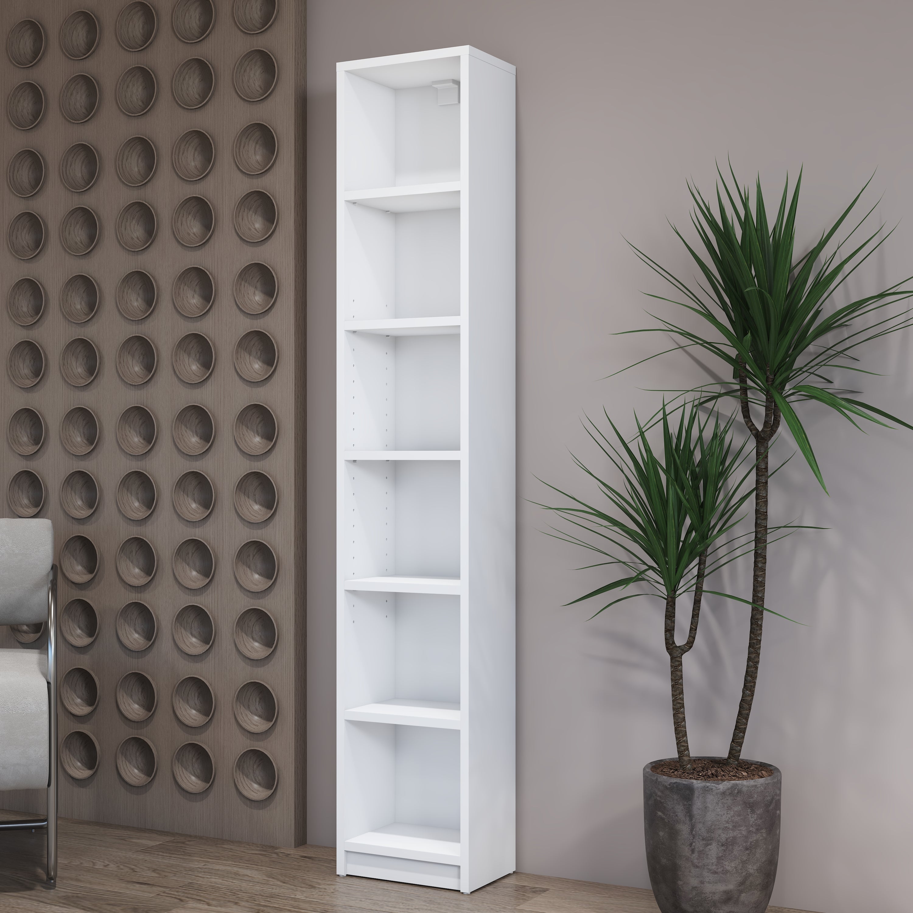 Rani HC125 Kitaplık 5 Raflı Çalışma Odası Kütüphane Modern Duvar Rafı Beyaz