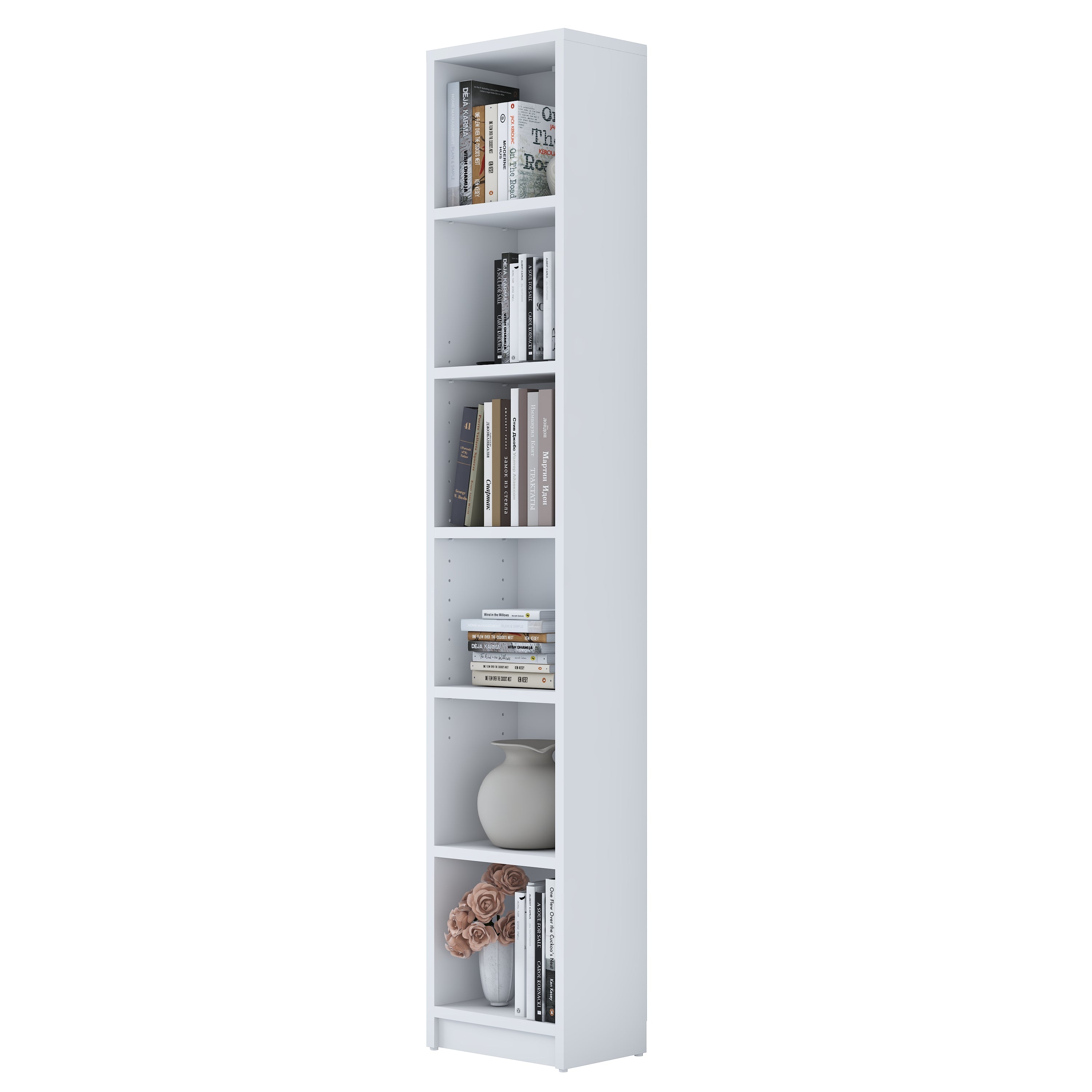 Rani HC125 Kitaplık 5 Raflı Çalışma Odası Kütüphane Modern Duvar Rafı Beyaz