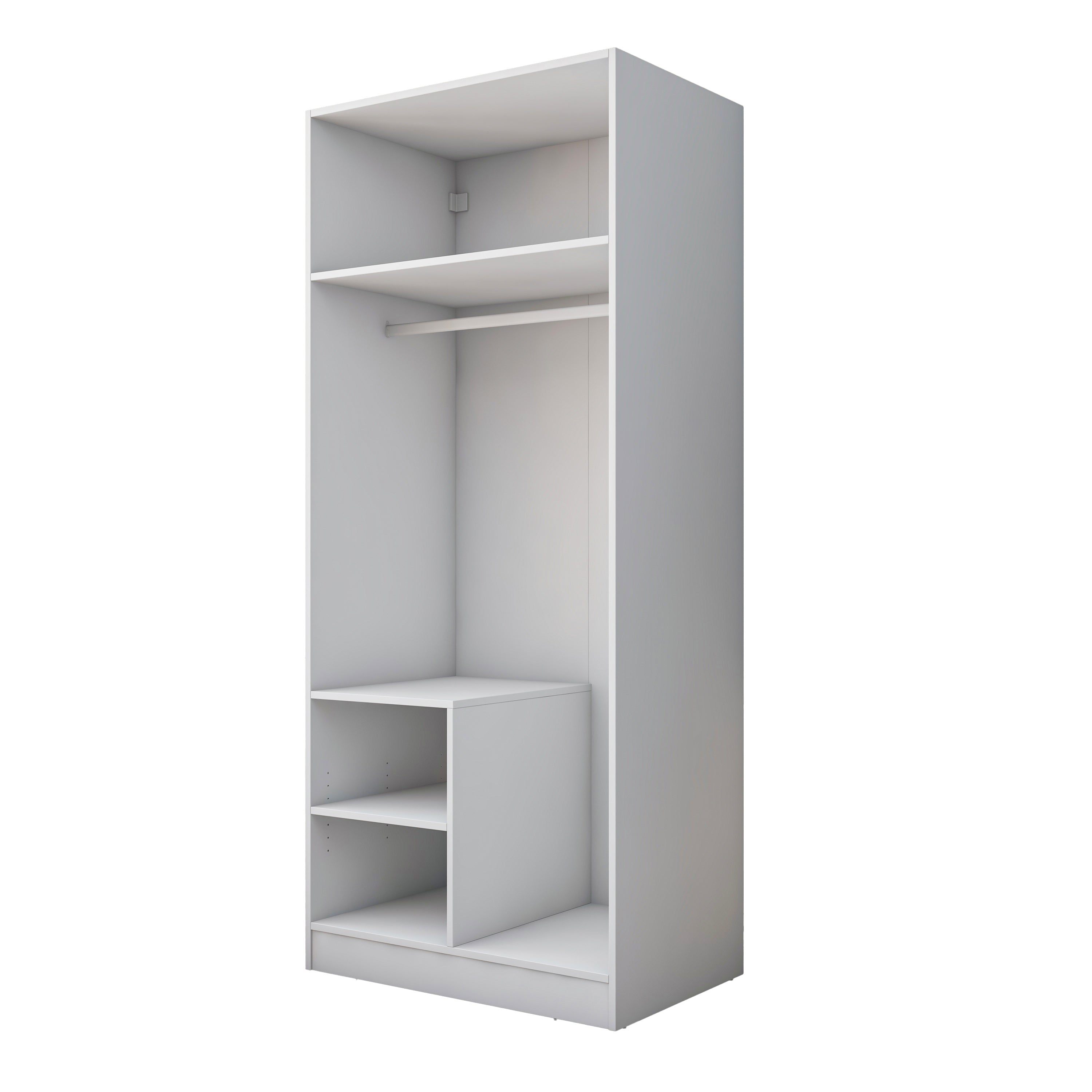 Rani BA227 Membran Kapaklı Gardırop 2 Raflı 2 Kapaklı Askılı Elbise Dolabı Beyaz