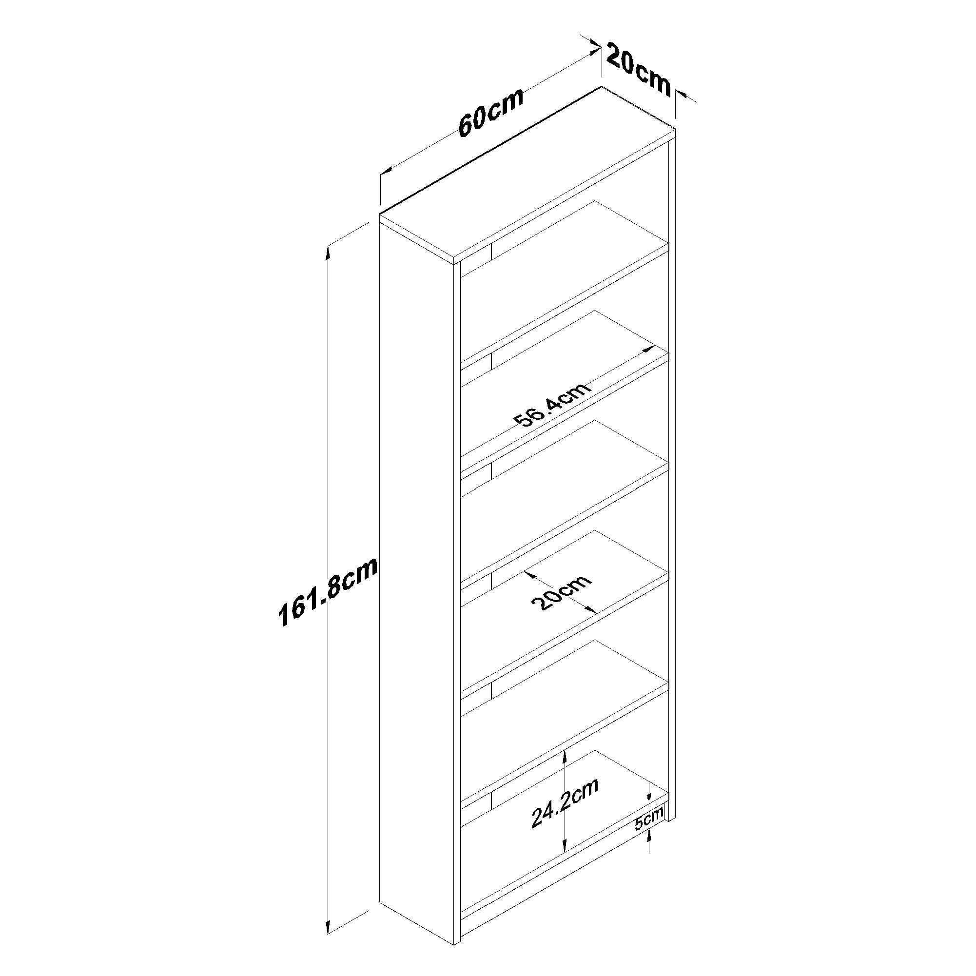 Rani HC122 Kitaplık 5 Raflı Çalışma Odası Kütüphane Modern Duvar Rafı Beyaz