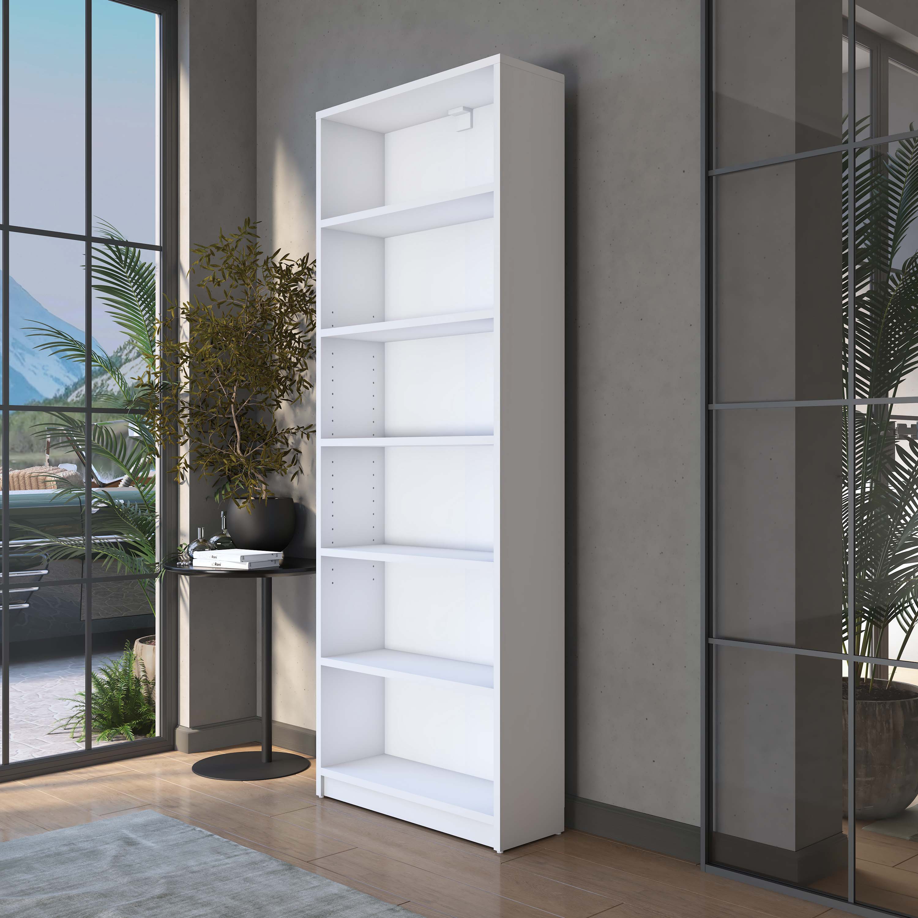 Rani HC122 Kitaplık 5 Raflı Çalışma Odası Kütüphane Modern Duvar Rafı Beyaz
