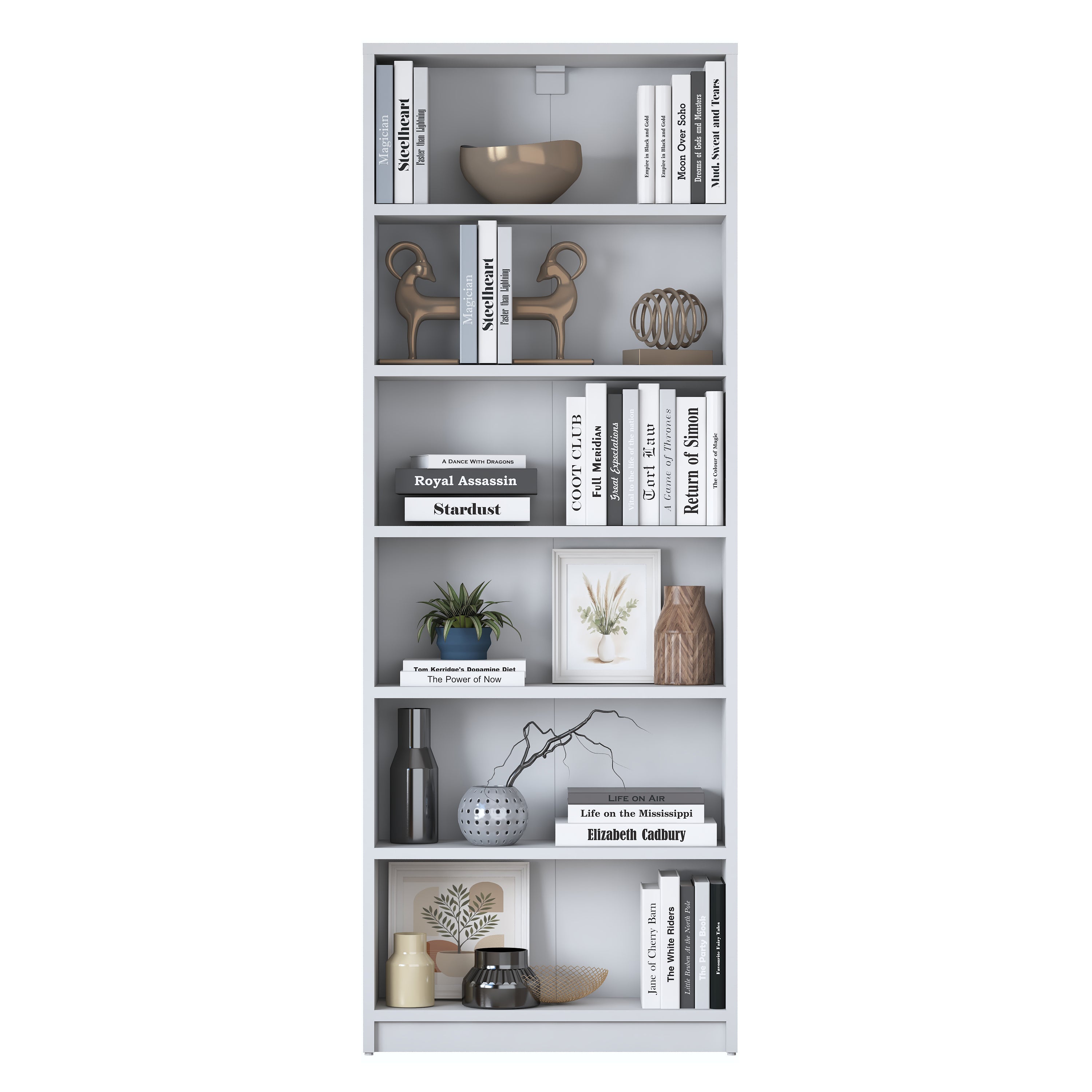 Rani HC122 Kitaplık 5 Raflı Çalışma Odası Kütüphane Modern Duvar Rafı Beyaz