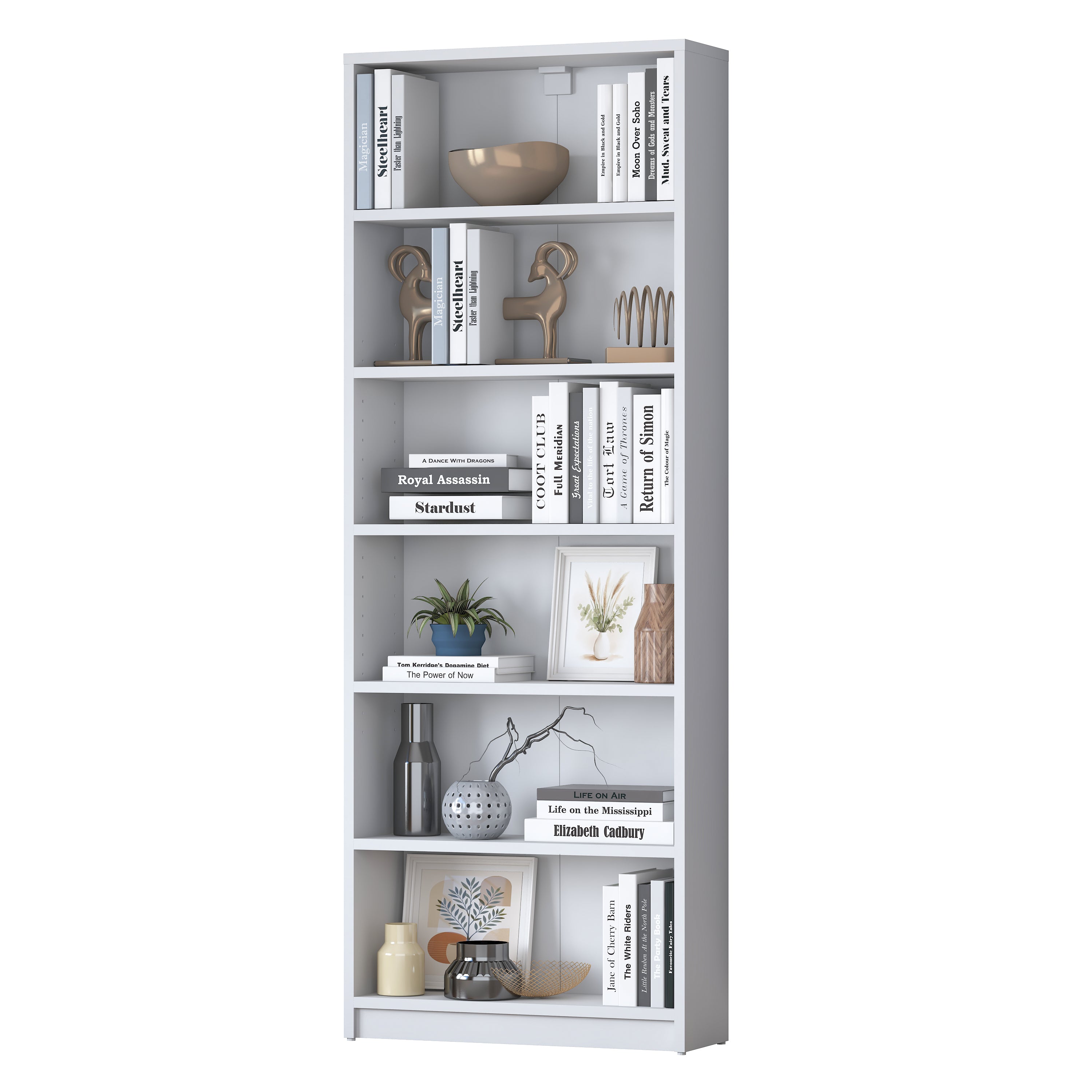 Rani HC122 Kitaplık 5 Raflı Çalışma Odası Kütüphane Modern Duvar Rafı Beyaz