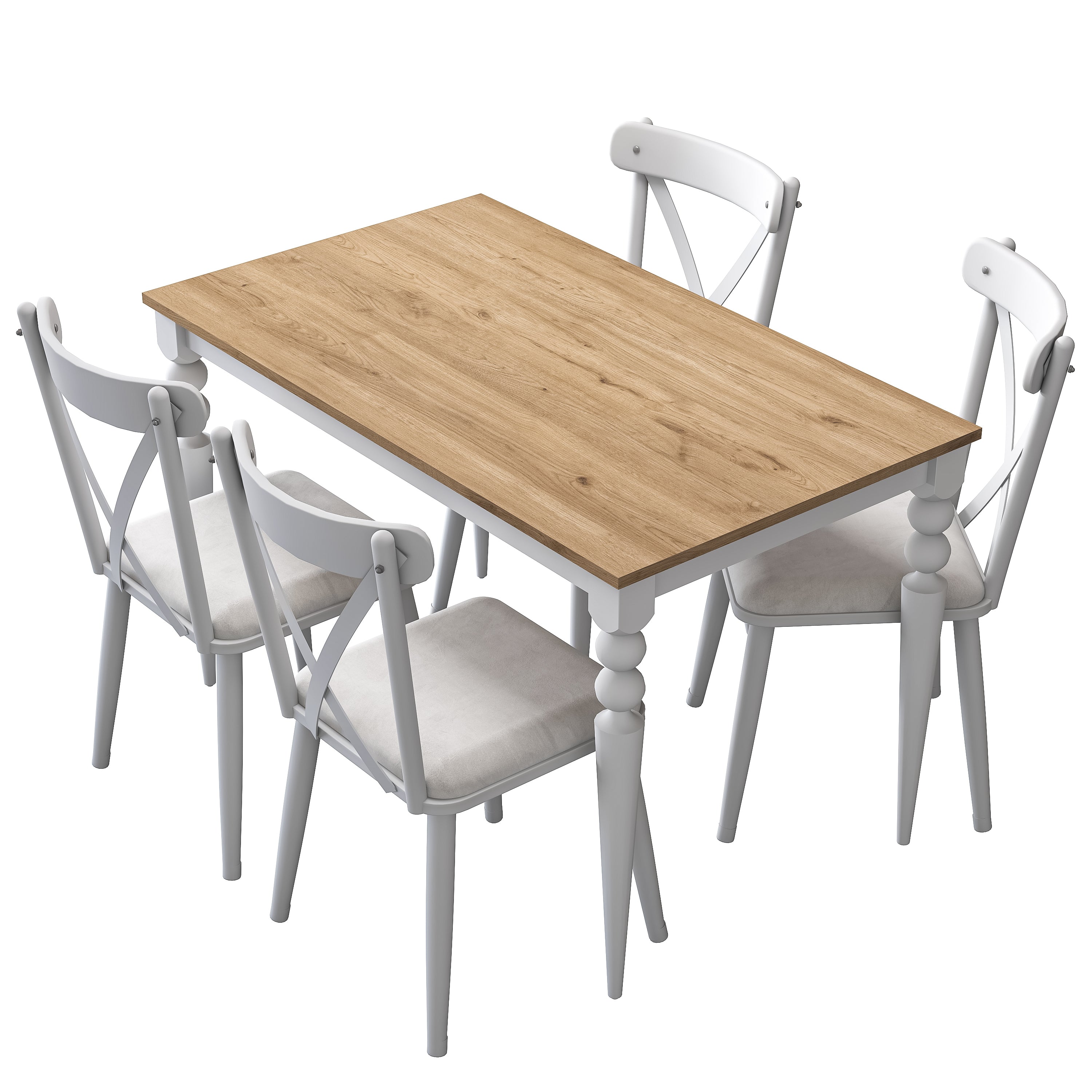 Rani JC120 Mutfak Masa Sandalye Takımı Sepet Ceviz - Beyaz