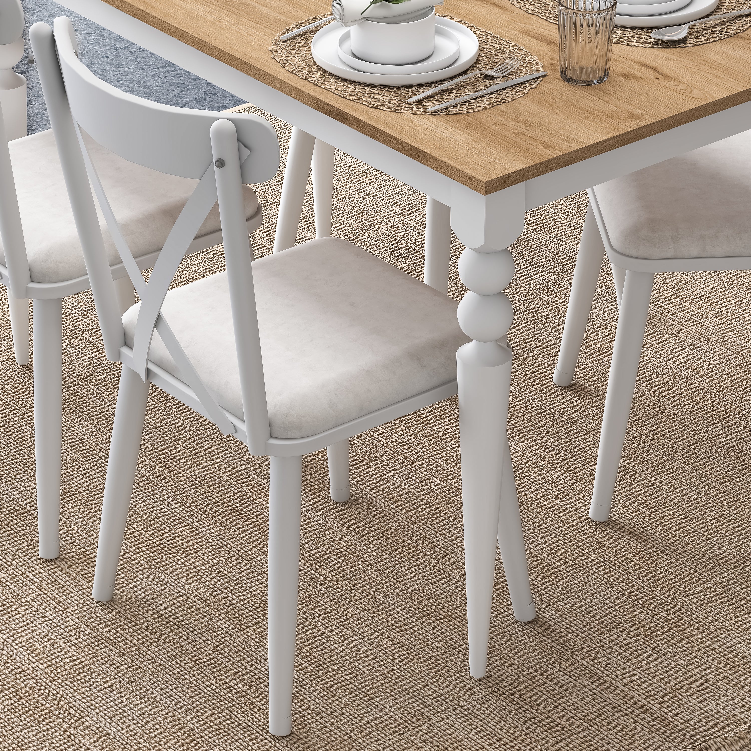 Rani JC120 Mutfak Masa Sandalye Takımı Sepet Ceviz - Beyaz