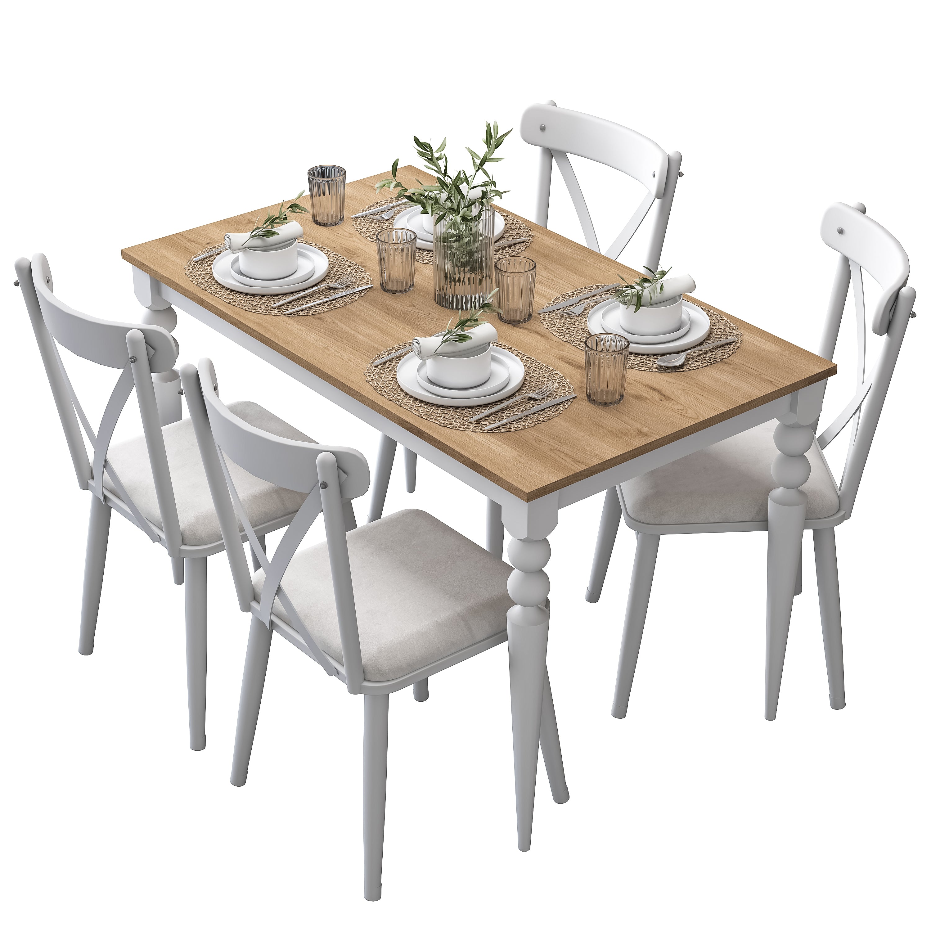 Rani JC120 Mutfak Masa Sandalye Takımı Sepet Ceviz - Beyaz