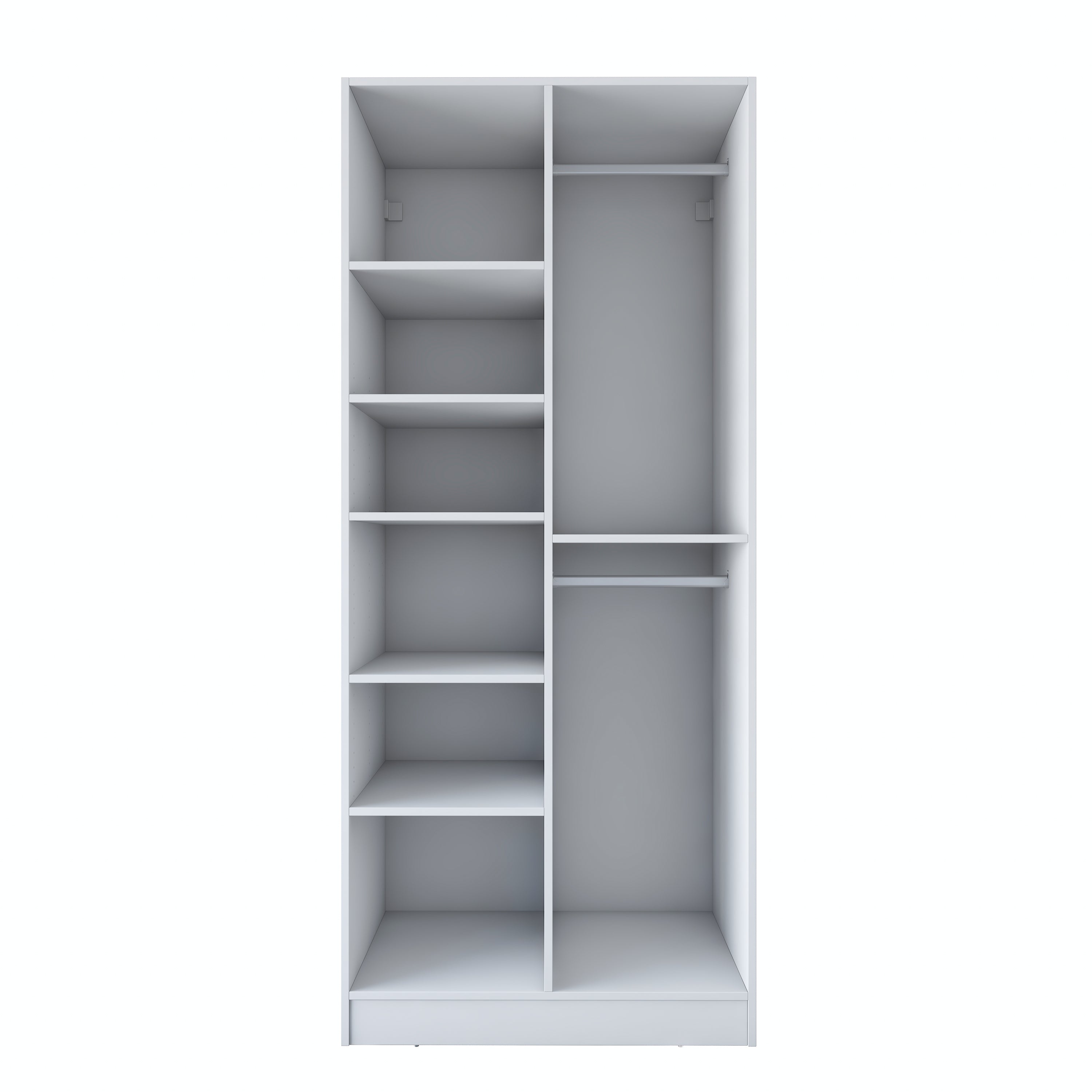 Rani BA221 Membran Kapaklı Gardırop 6 Raflı 2 Kapaklı 2 Askılı Elbise Dolabı Beyaz