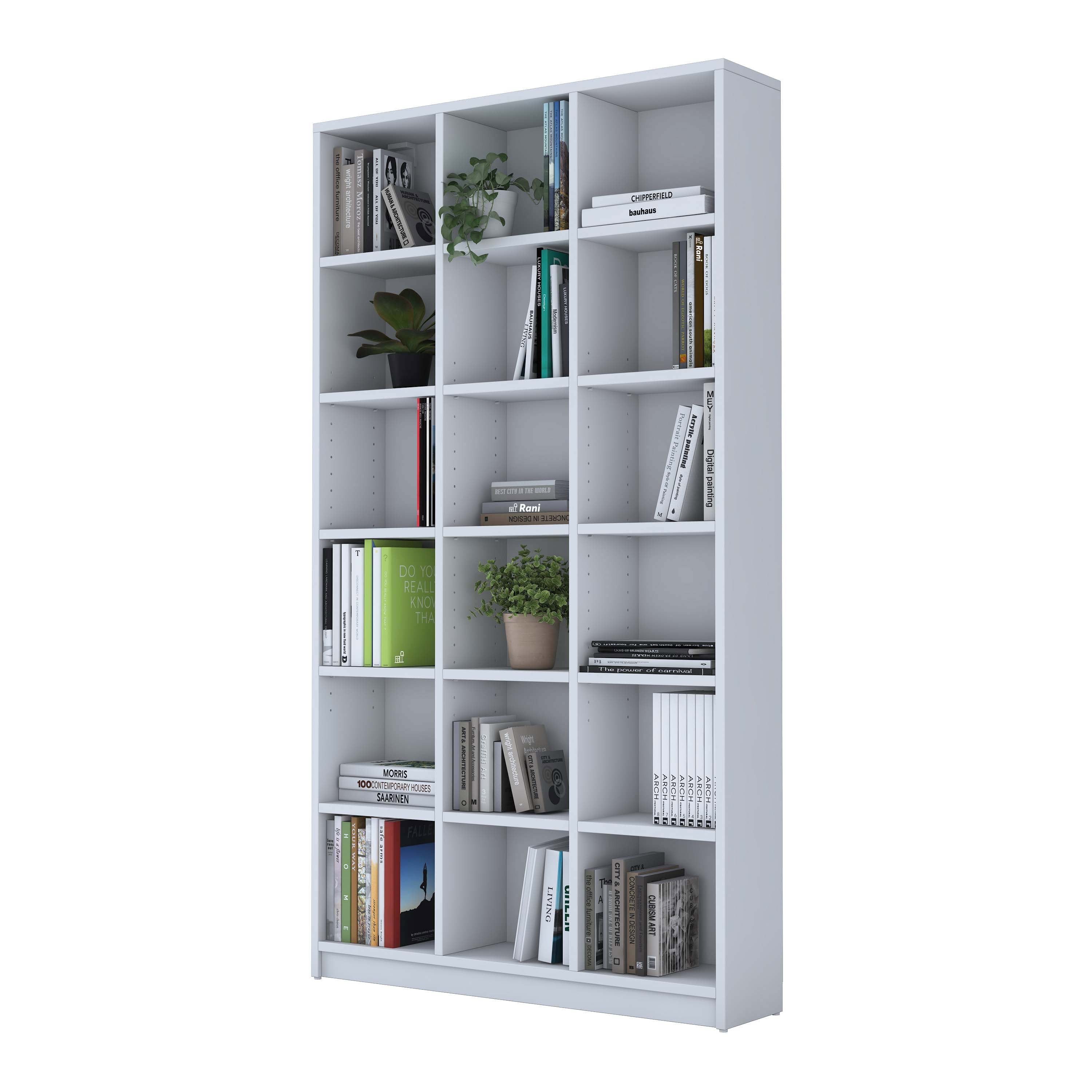 Rani HC123 Kitaplık 15 Raflı Çalışma Odası Kütüphane Modern Duvar Rafı Beyaz
