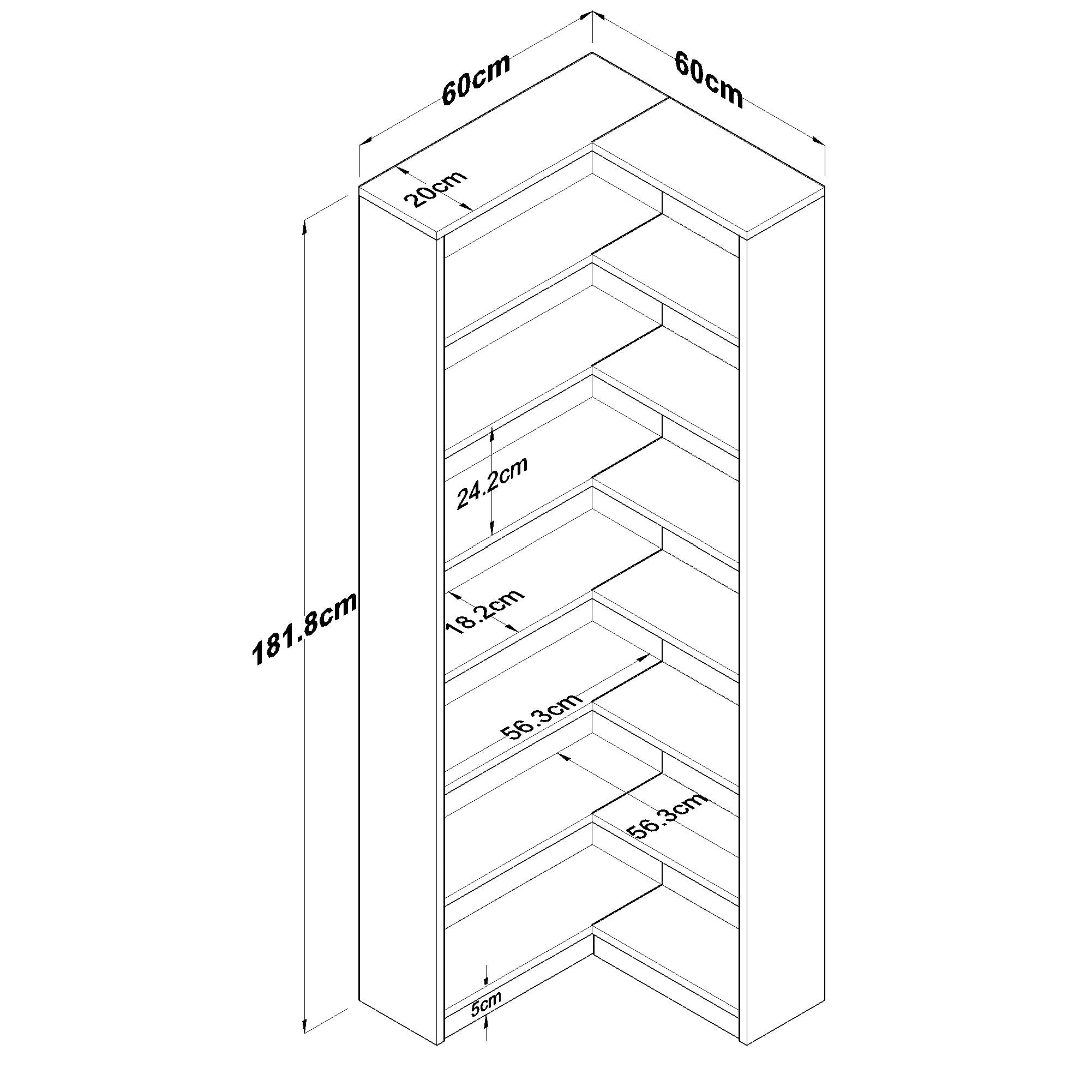 Rani HC129 Kitaplık 6 Raflı Çalışma Odası Kütüphane Modern Duvar Rafı Beyaz