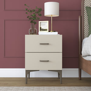 Rani BD115 Modern Komodin 2 Çekmeceli Ayaklı Yatak Odası Kumtaşı