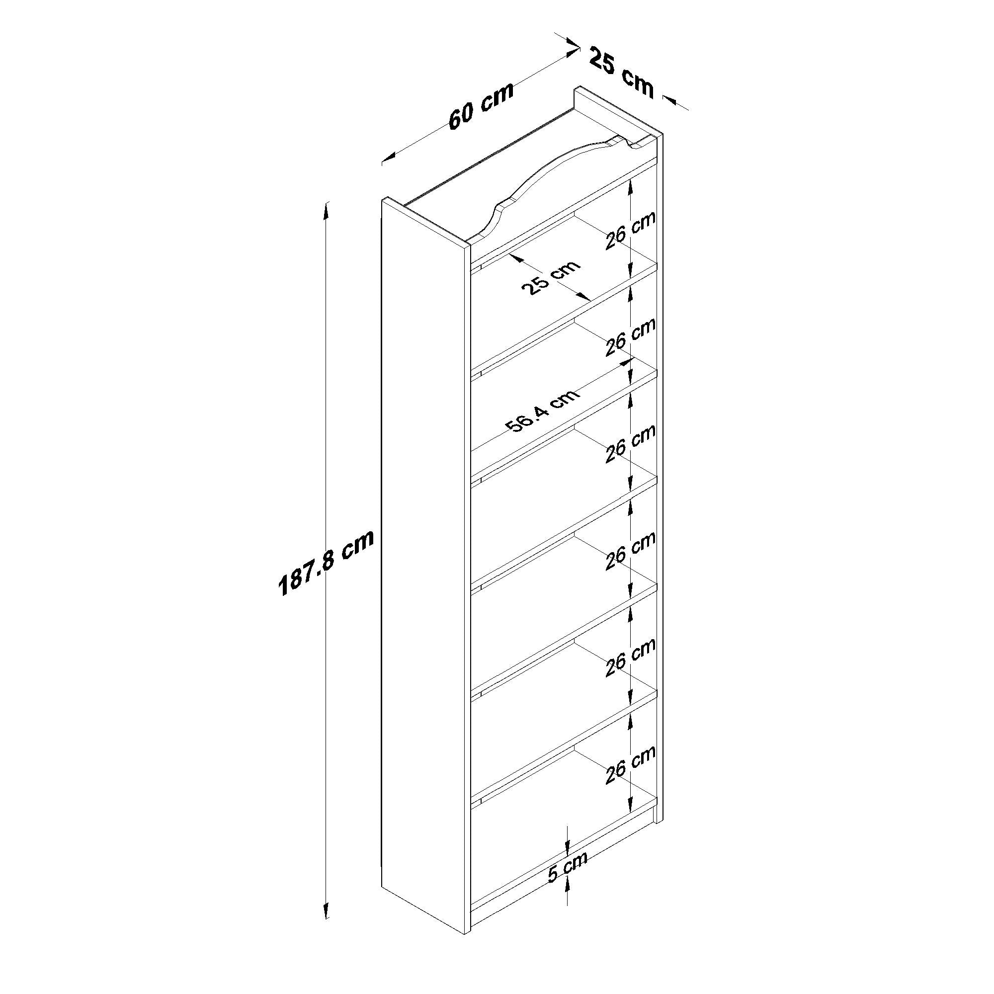 Rani HC131 Kitaplık 5 Raflı Çalışma Odası Kütüphane Modern Duvar Rafı Beyaz