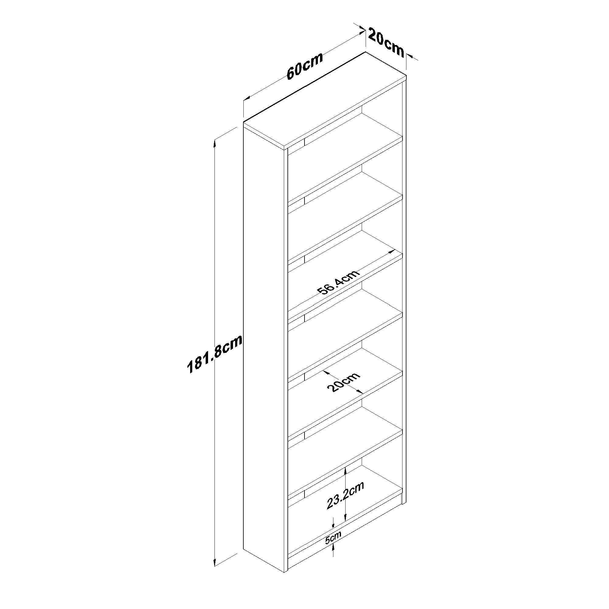 Rani HC127 Kitaplık 6 Raflı Çalışma Odası Kütüphane Modern Duvar Rafı Beyaz