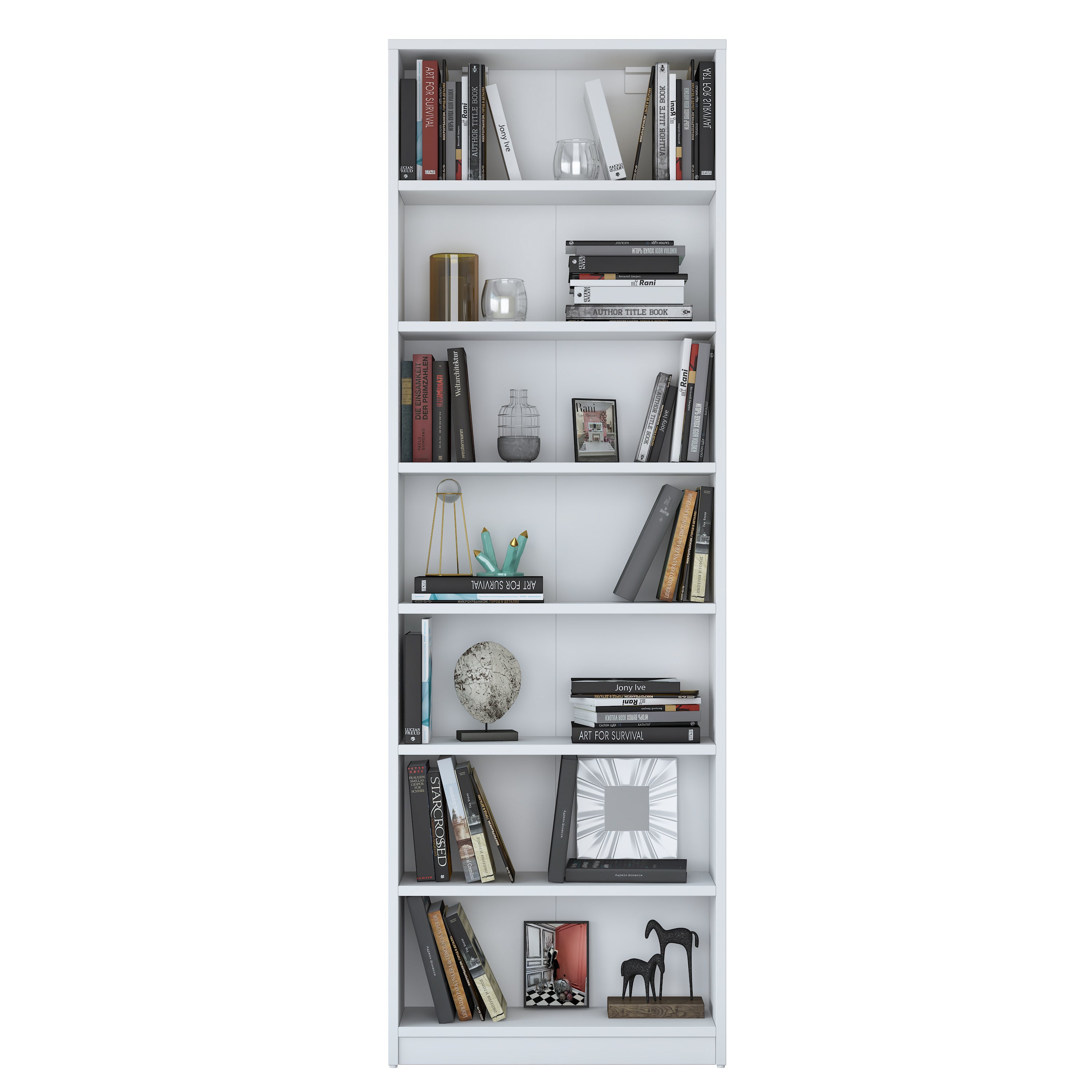 Rani HC127 Kitaplık 6 Raflı Çalışma Odası Kütüphane Modern Duvar Rafı Beyaz