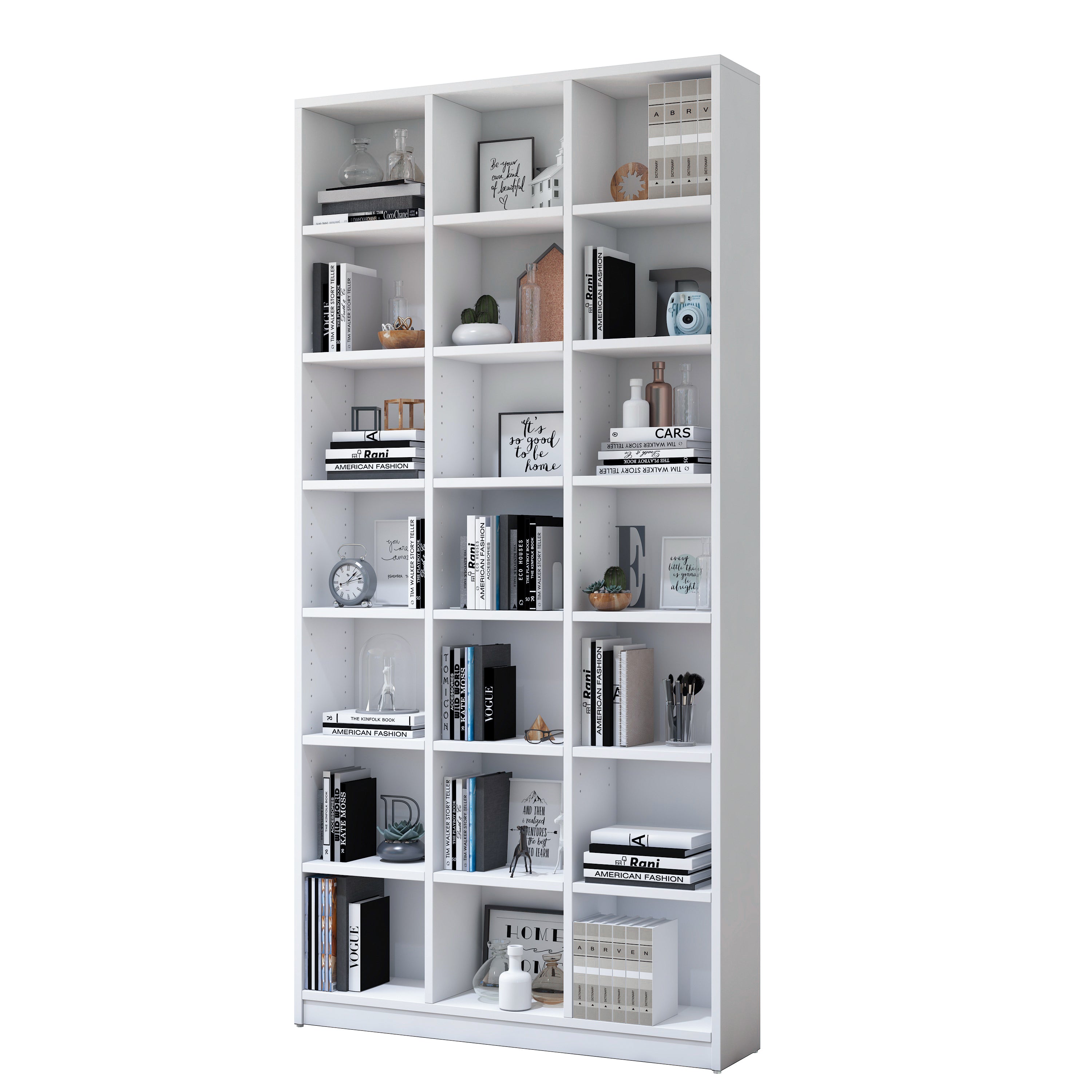 Rani HC128 Kitaplık 18 Raflı Çalışma Odası Kütüphane Modern Duvar Rafı Beyaz