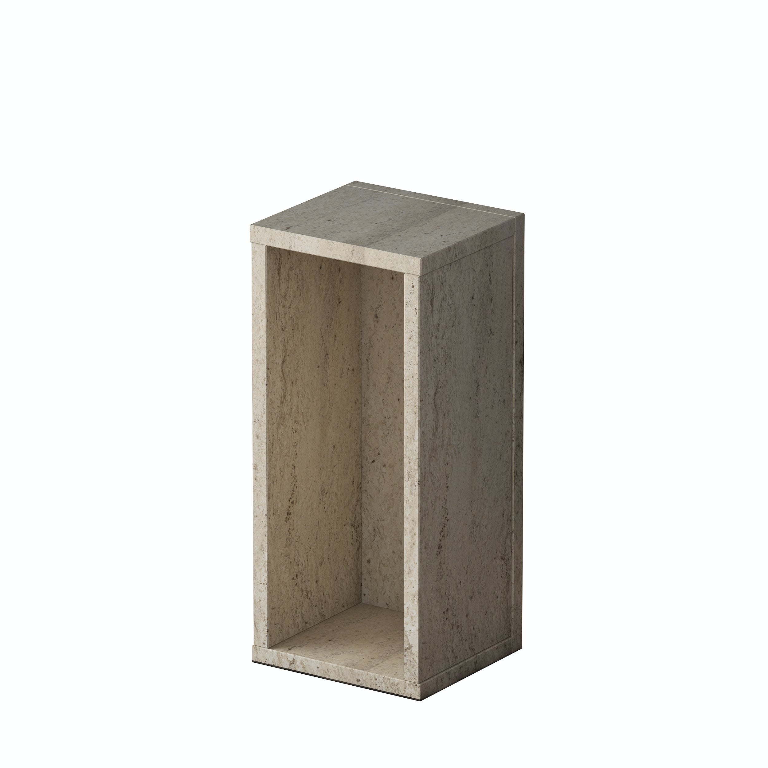 Rani AD105 Modern Gizli Bölmeli Sütun Yan Sehpa Traverten