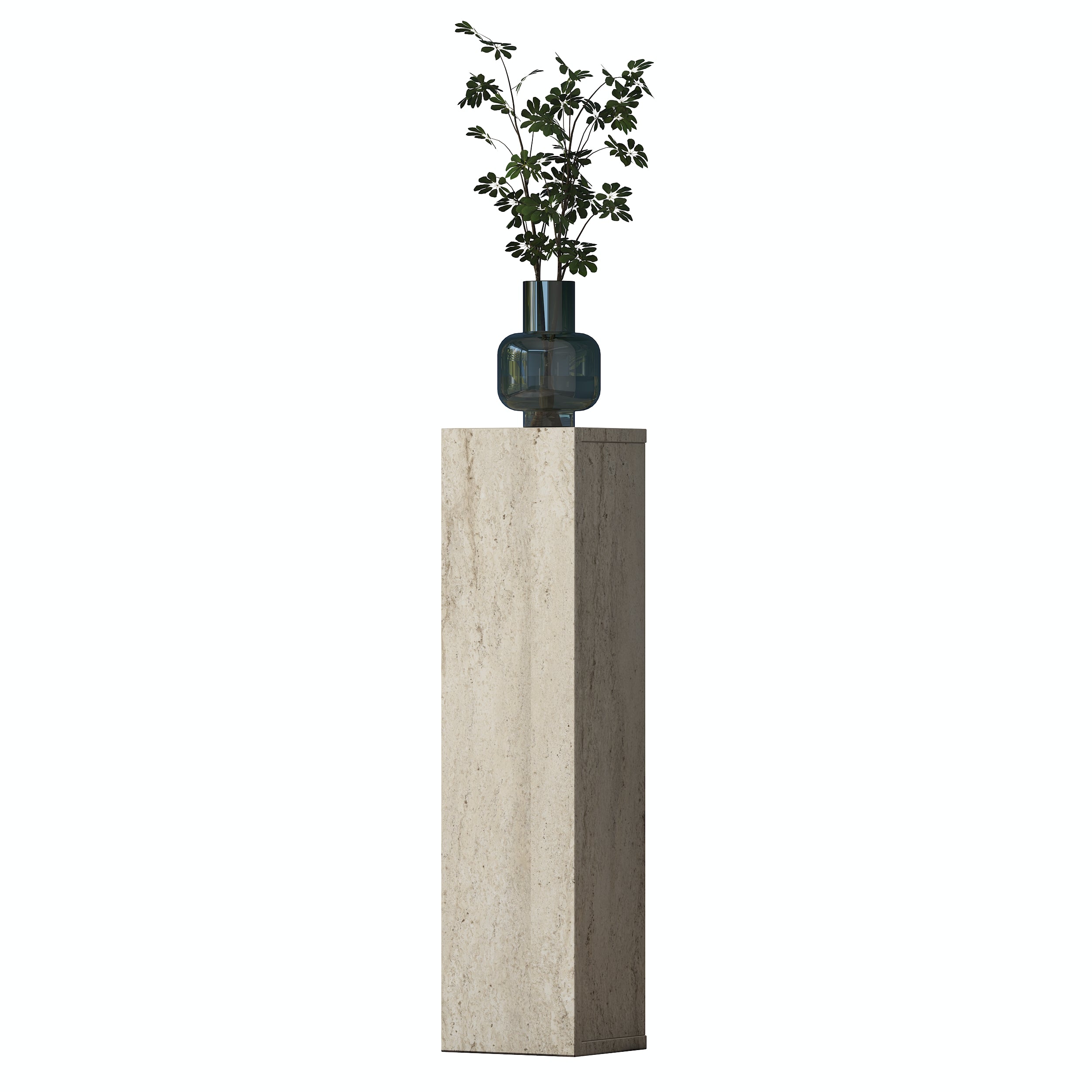 Rani AD103 Modern Gizli Bölmeli Sütun Yan Sehpa Traverten