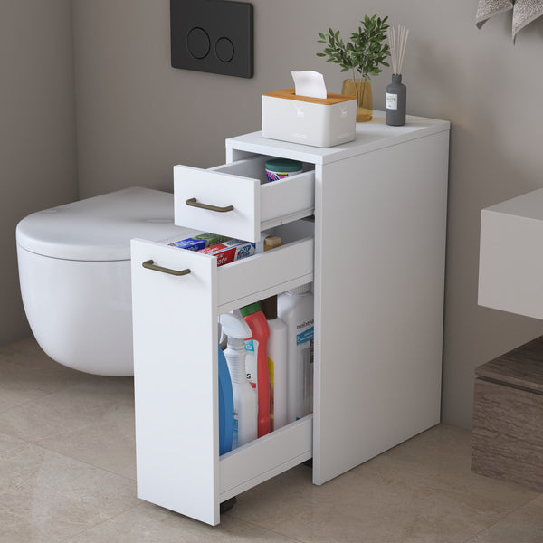 Rani KC107 Banyo Dolabı Tekerlekli  Çekmeceli Çok Amaçlı Dolap Beyaz