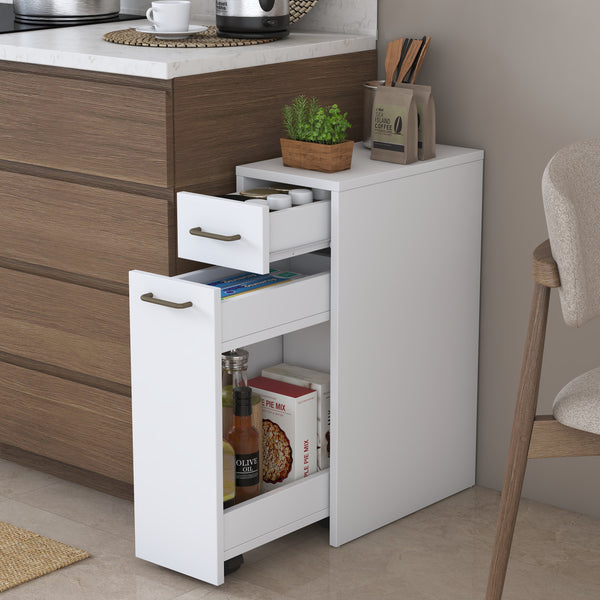 Rani KC107 Banyo Dolabı Tekerlekli  Çekmeceli Çok Amaçlı Dolap Beyaz