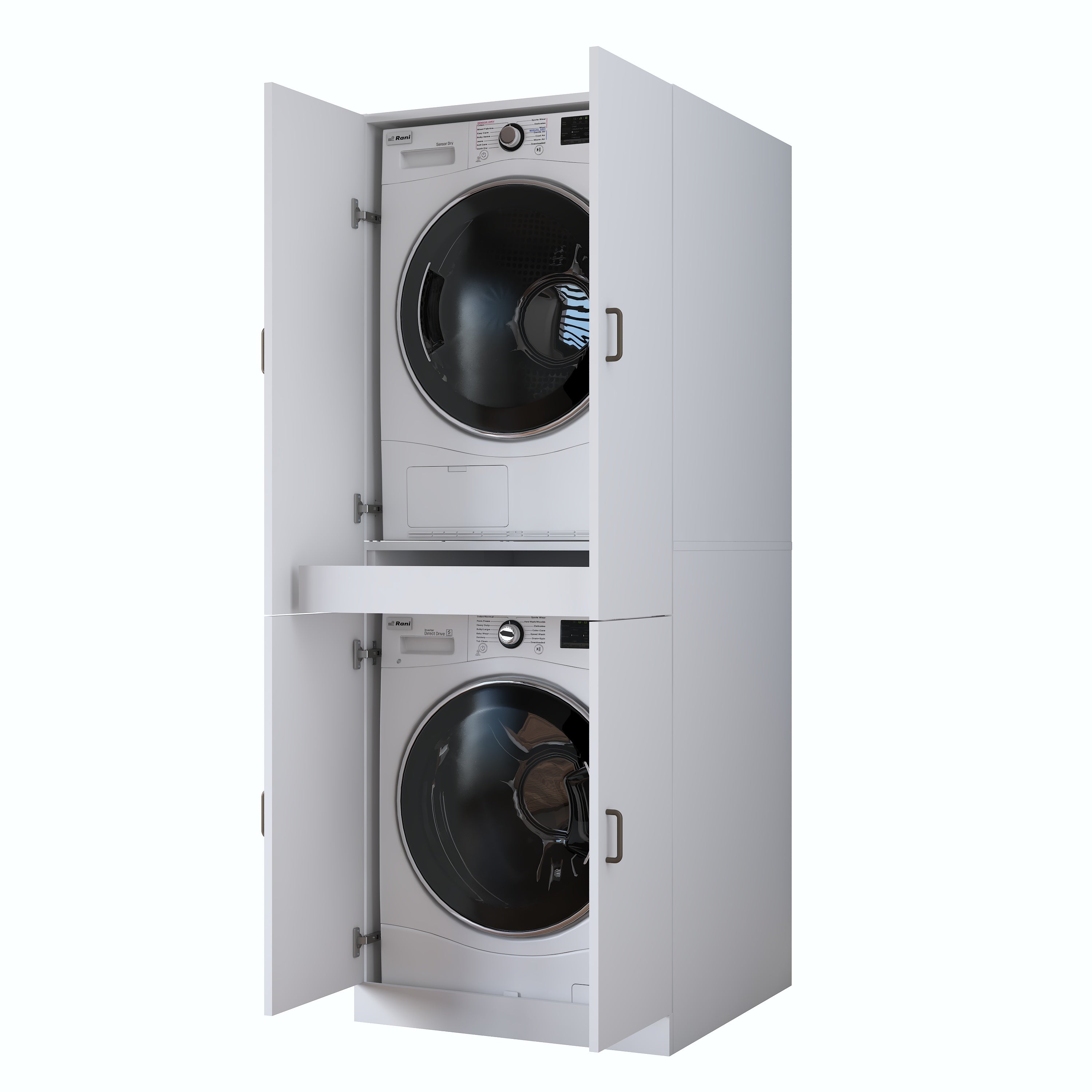 Rani KD126 Çamaşır Makinesi Dolabı 4 Kapaklı Çekmeceli Banyo Dolabı Beyaz
