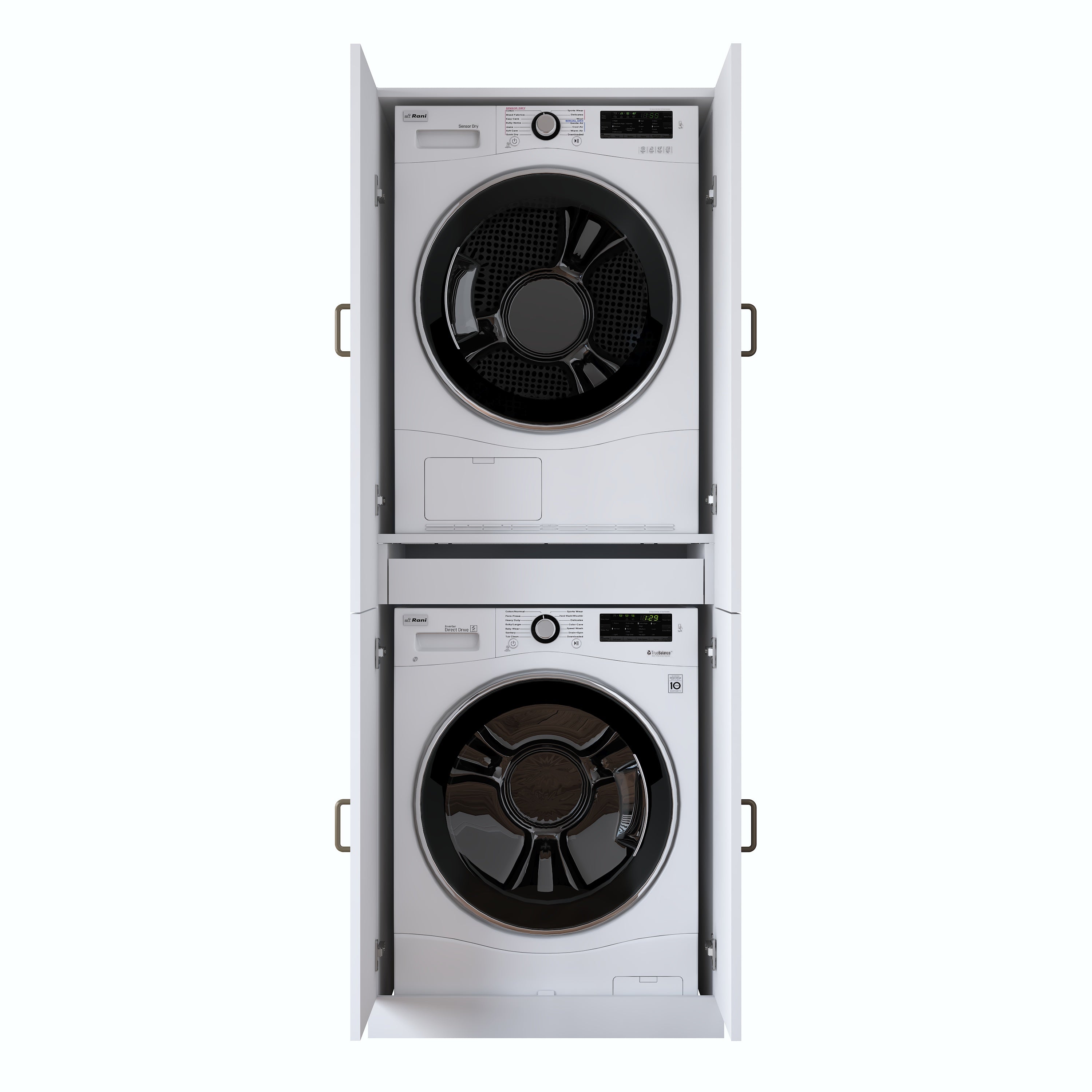 Rani KD126 Çamaşır Makinesi Dolabı 4 Kapaklı Çekmeceli Banyo Dolabı Beyaz