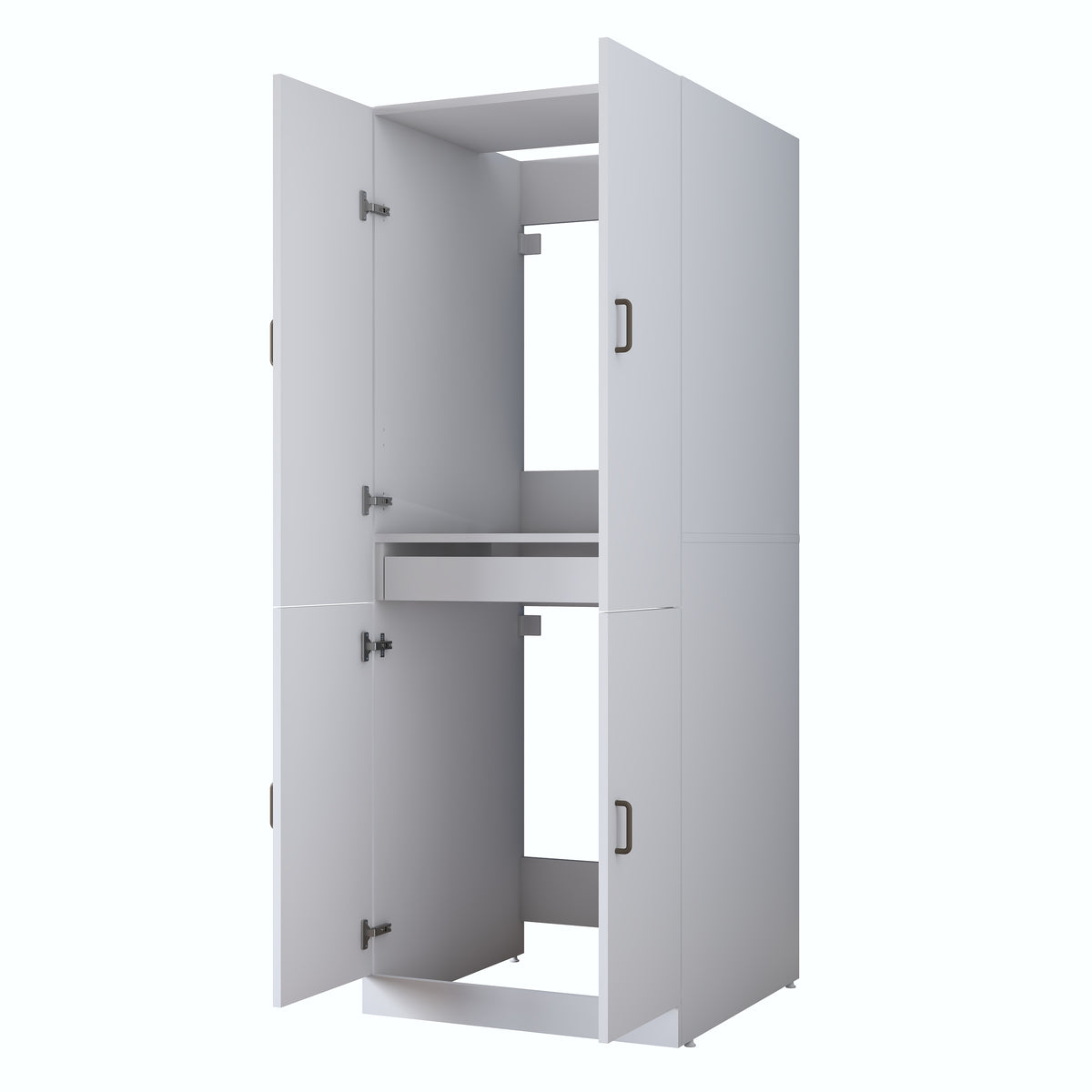 Rani KD126 Çamaşır Ve Kurutma Makinesi Dolabı 4 Kapaklı Çekmeceli Banyo Dolabı Beyaz