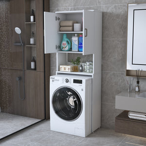 Rani KD139 Çamaşır Makinesi Dolabı 2 Kapaklı 2 Raflı Banyo Dolabı Beyaz