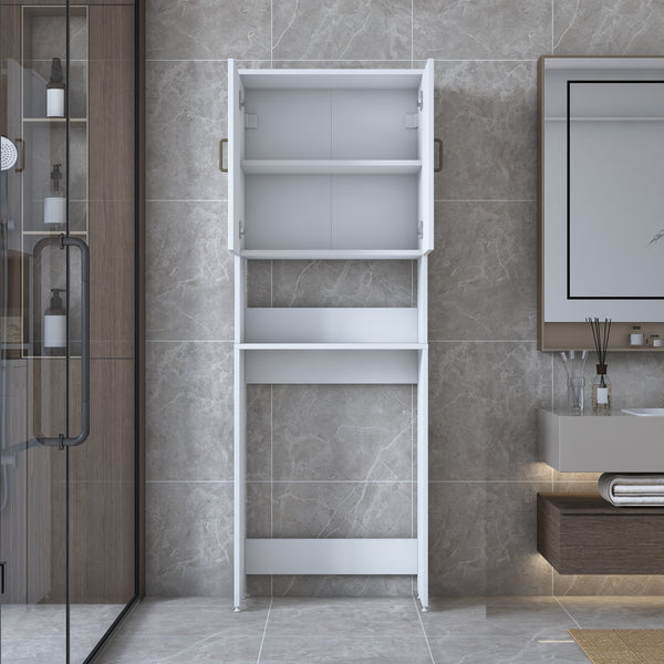Rani KD139 Çamaşır Makinesi Dolabı 2 Kapaklı 2 Raflı Banyo Dolabı Beyaz