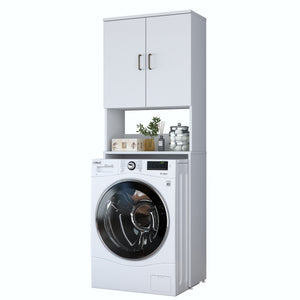 Rani KD139 Çamaşır Makinesi Dolabı 2 Kapaklı 2 Raflı Banyo Dolabı Beyaz