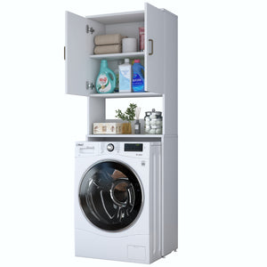 Rani KD139 Çamaşır Makinesi Dolabı 2 Kapaklı 2 Raflı Banyo Dolabı Beyaz