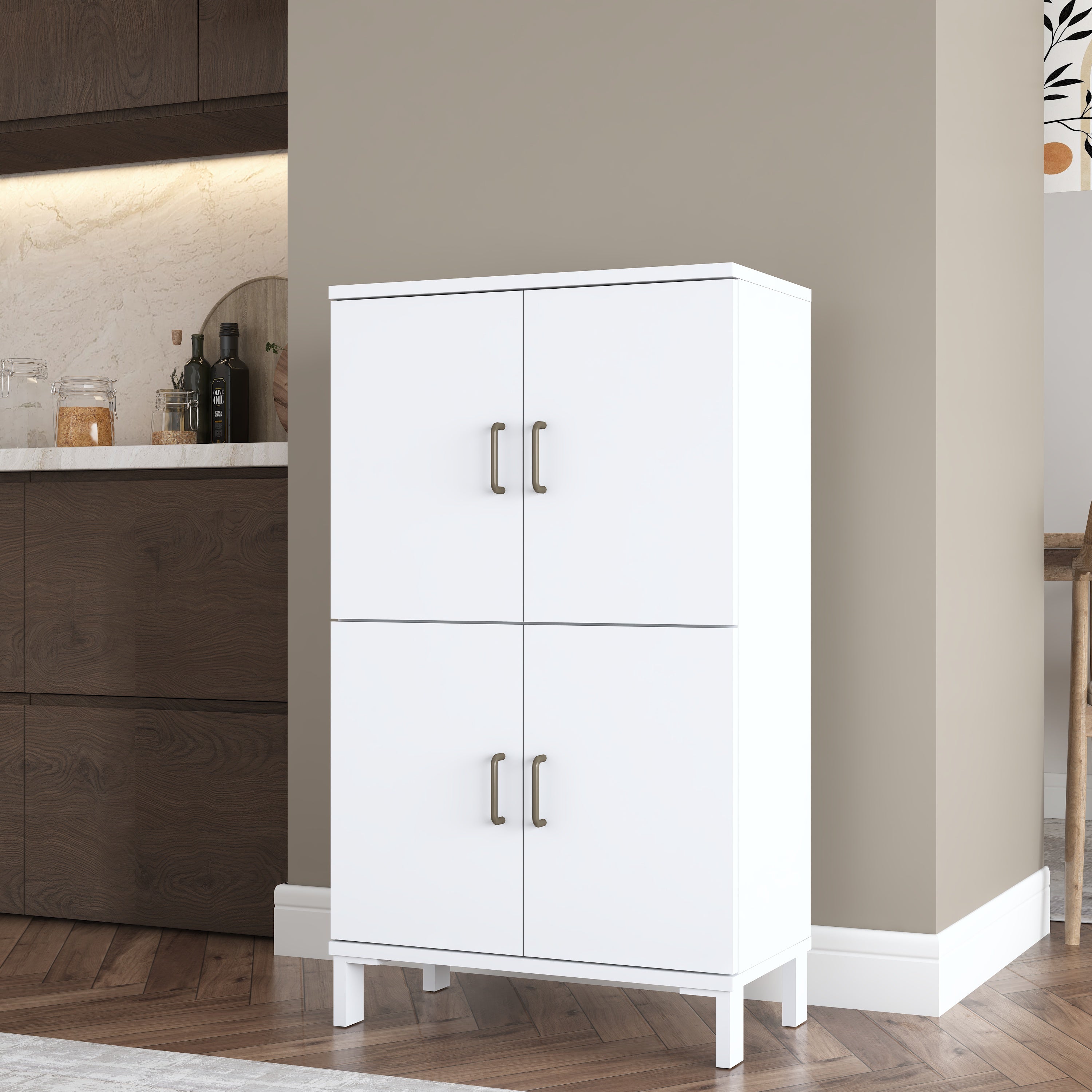 Rani KC116 Banyo Dolabı 4 Kapaklı 3 Raflı Çok Amaçlı Dolap Beyaz