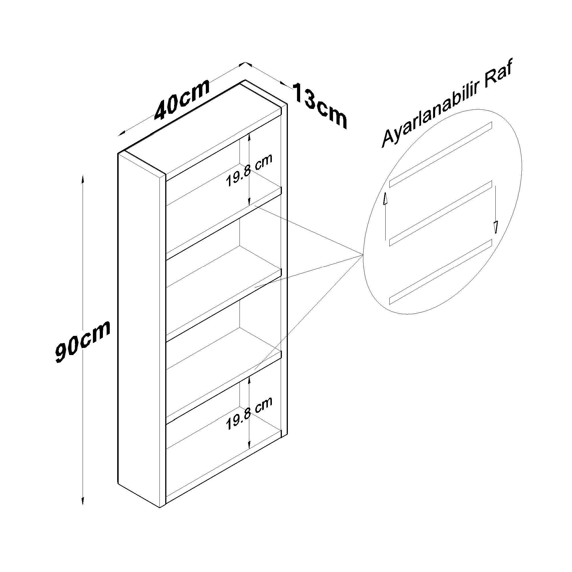 Rani KB109 Aynalı Banyo Dolabı Raflı Çok Amaçlı Dolap Beyaz