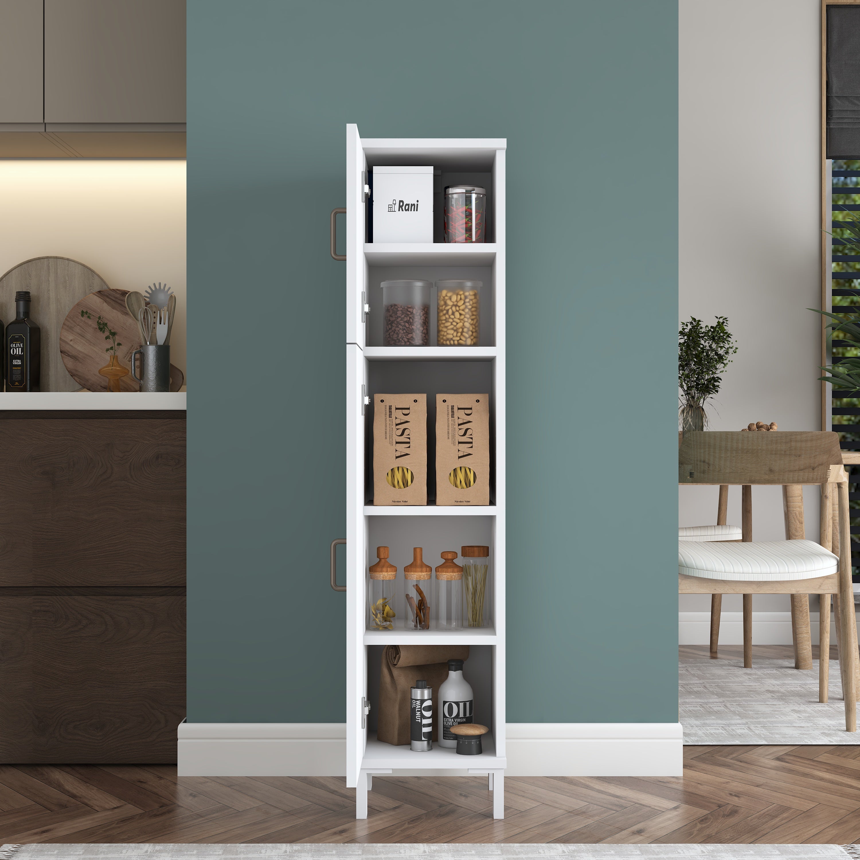 Rani KC115 Banyo Dolabı 2 Kapaklı 4 Raflı Çok Amaçlı Dolap Beyaz