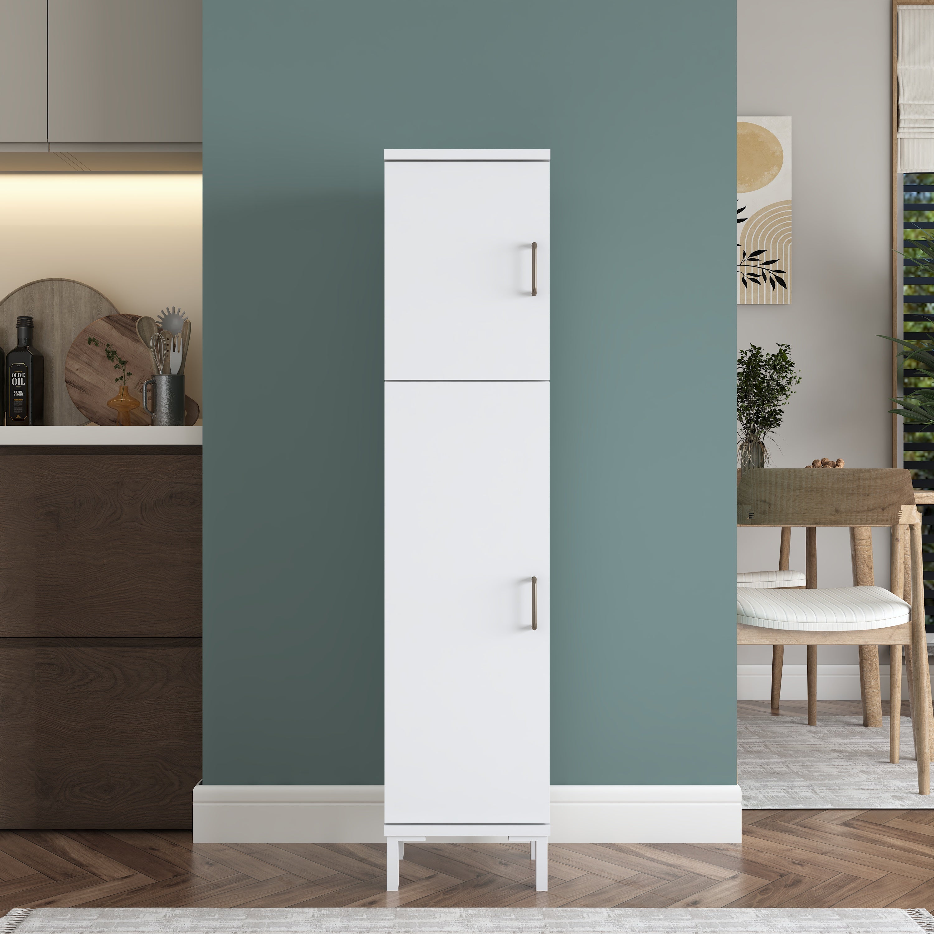 Rani KC115 Banyo Dolabı 2 Kapaklı 4 Raflı Çok Amaçlı Dolap Beyaz