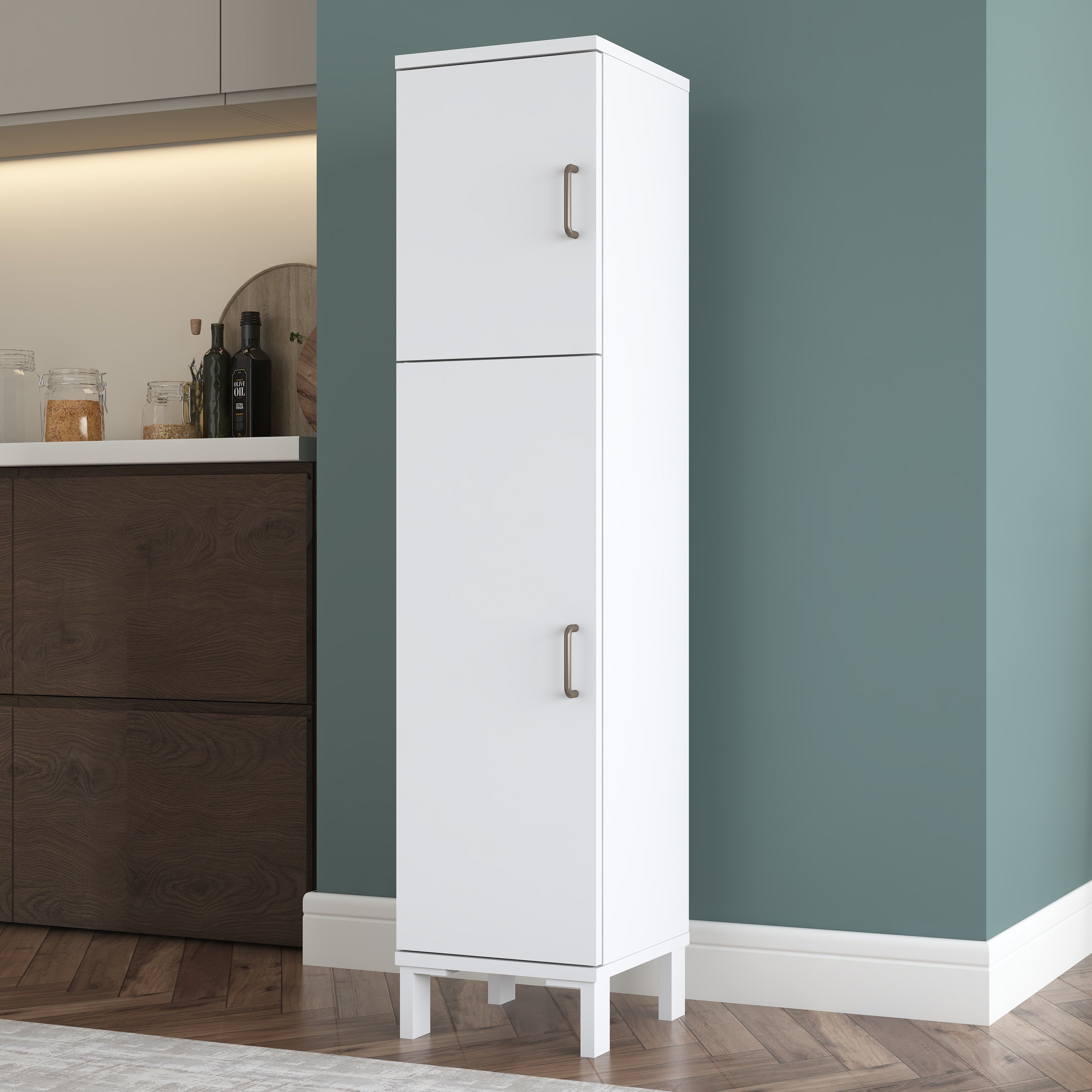 Rani KC115 Banyo Dolabı 2 Kapaklı 4 Raflı Çok Amaçlı Dolap Beyaz