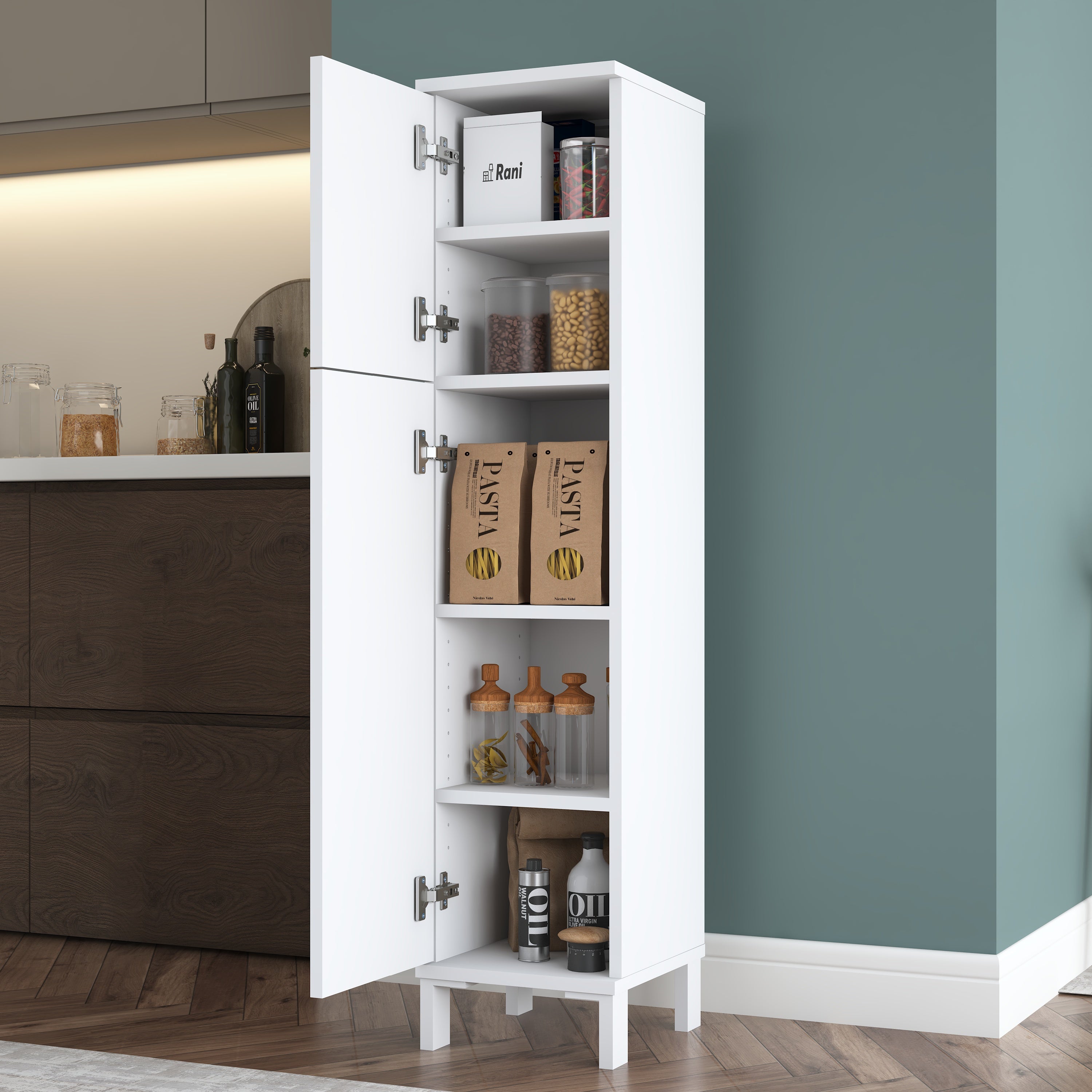 Rani KC115 Banyo Dolabı 2 Kapaklı 4 Raflı Çok Amaçlı Dolap Beyaz