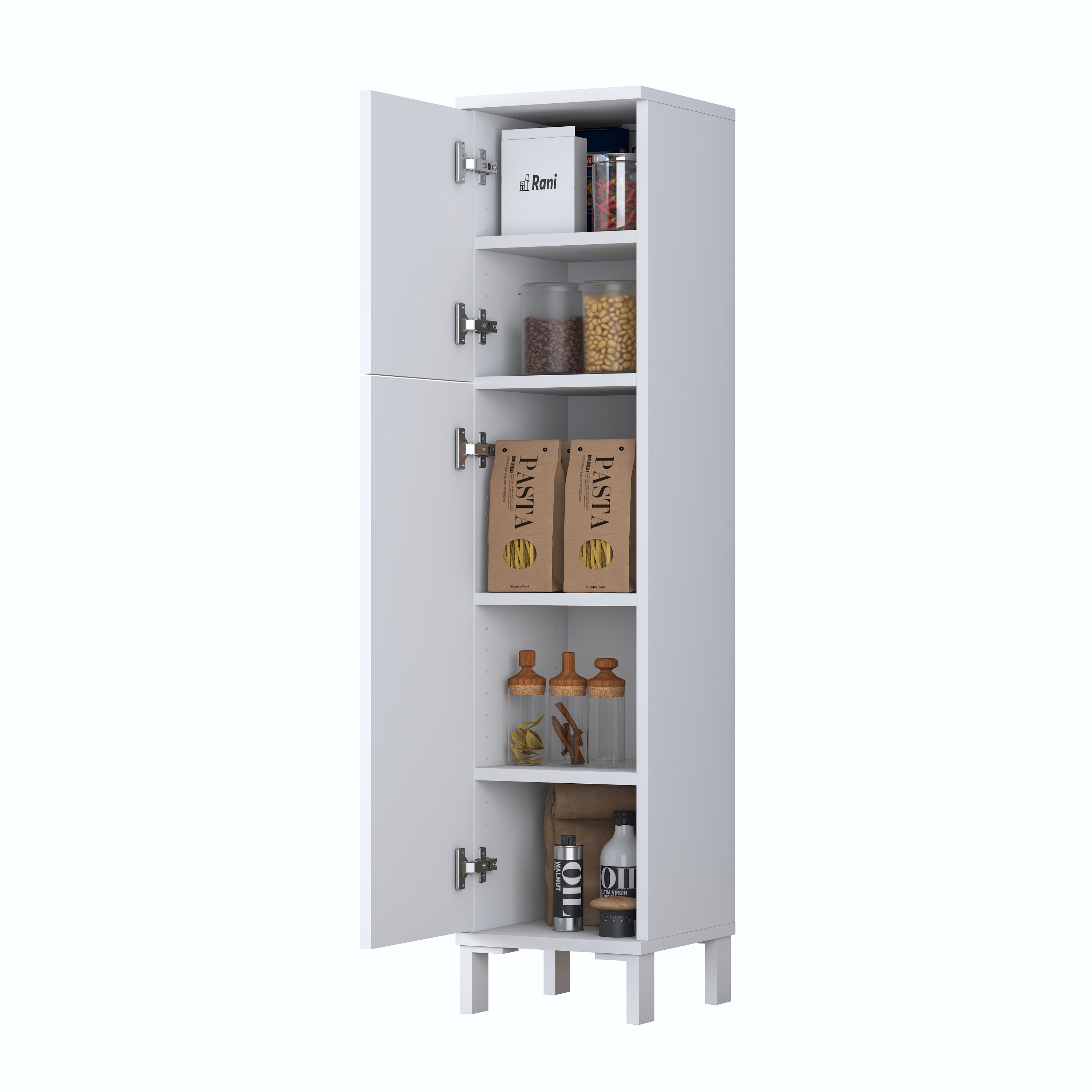 Rani KC115 Banyo Dolabı 2 Kapaklı 4 Raflı Çok Amaçlı Dolap Beyaz