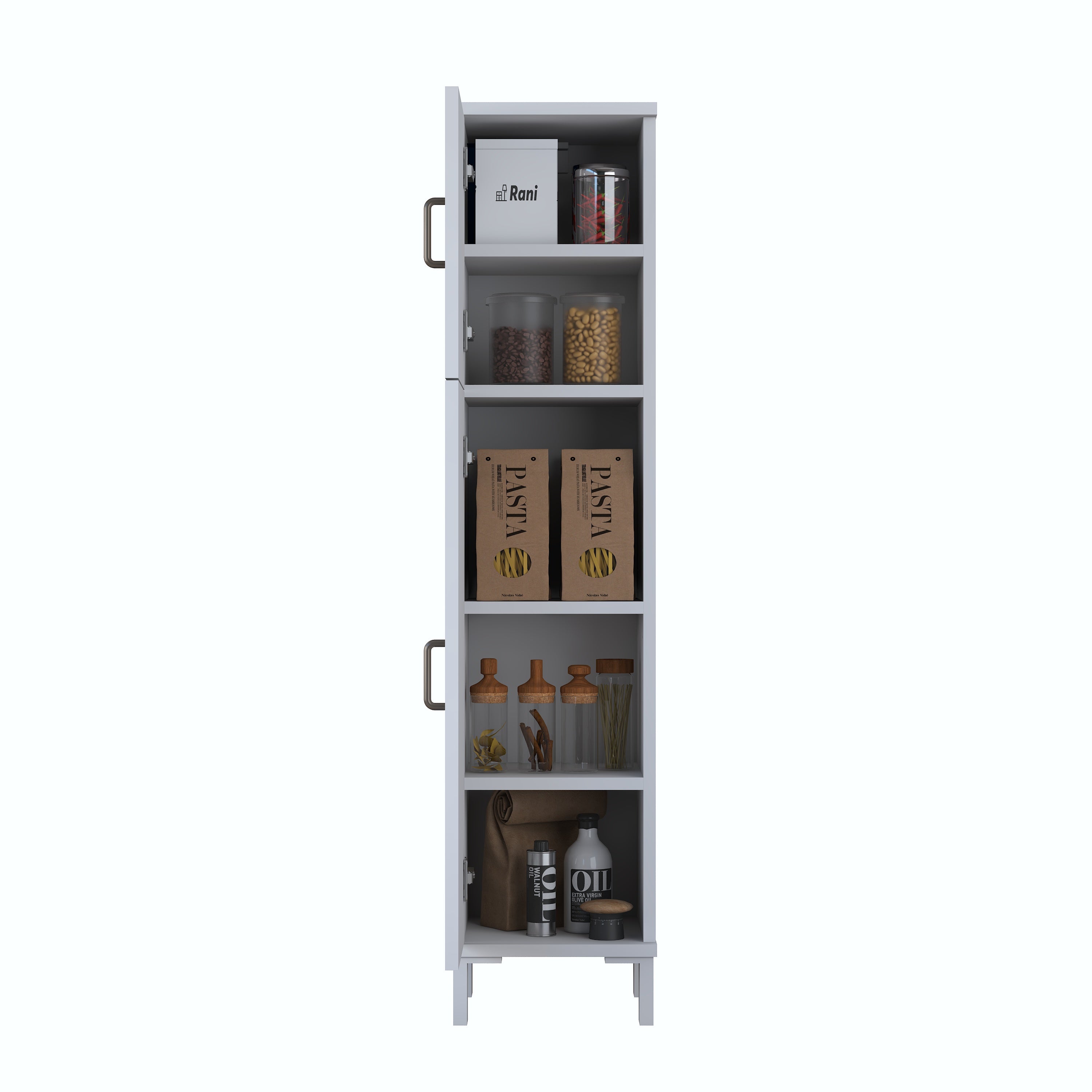 Rani KC115 Banyo Dolabı 2 Kapaklı 4 Raflı Çok Amaçlı Dolap Beyaz