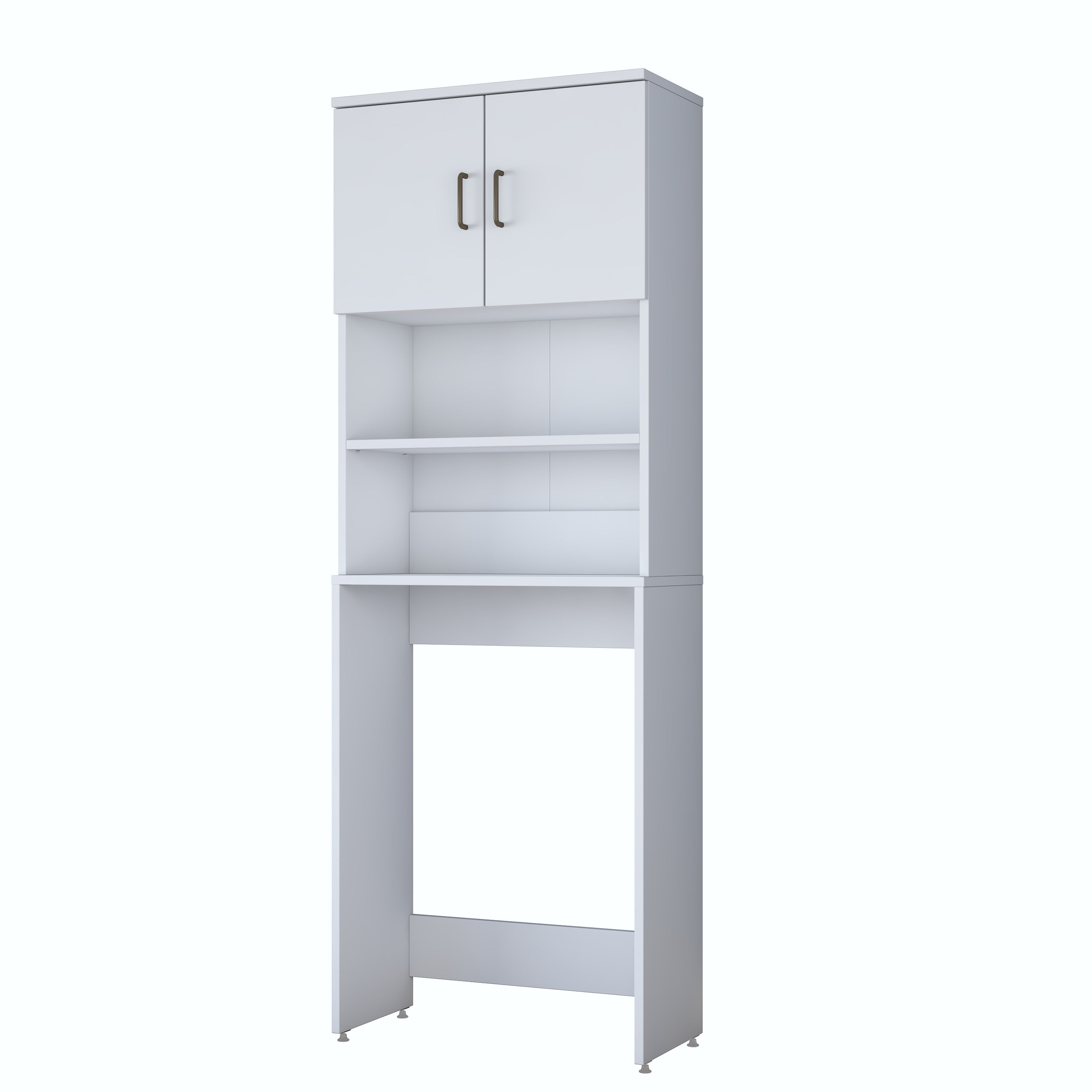 Rani KD140 Çamaşır Makinesi Dolabı 2 Kapaklı 2 Raflı Banyo Dolabı Beyaz