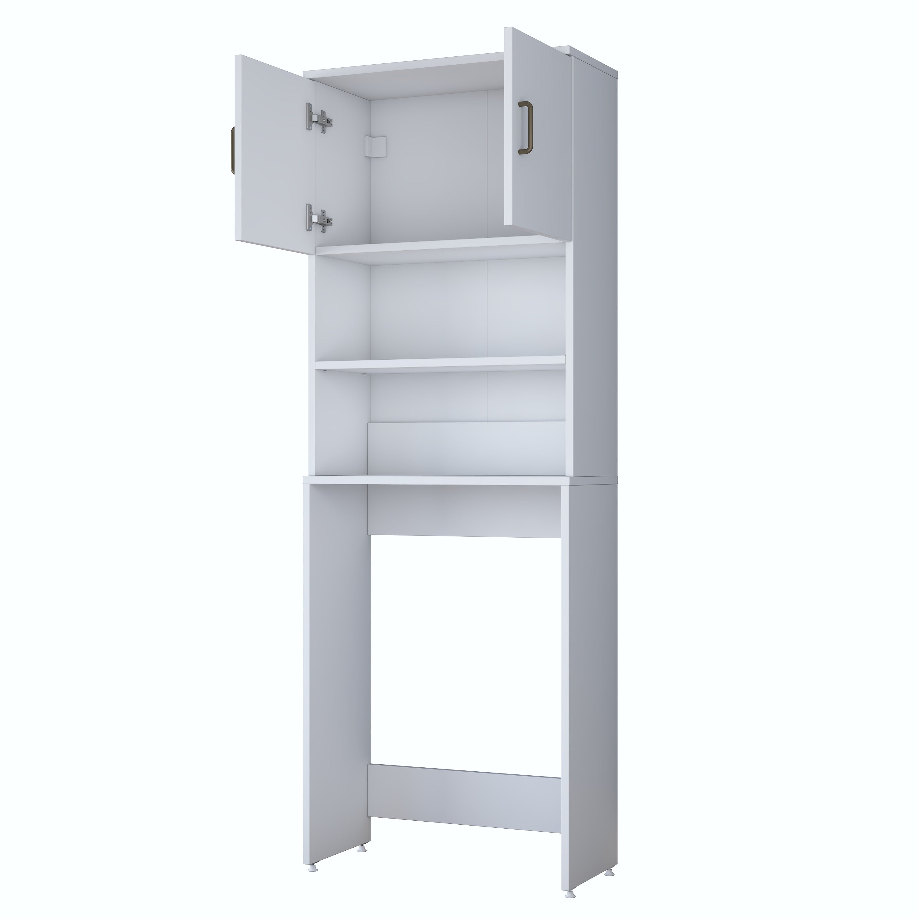 Rani KD140 Çamaşır Makinesi Dolabı 2 Kapaklı 2 Raflı Banyo Dolabı Beyaz